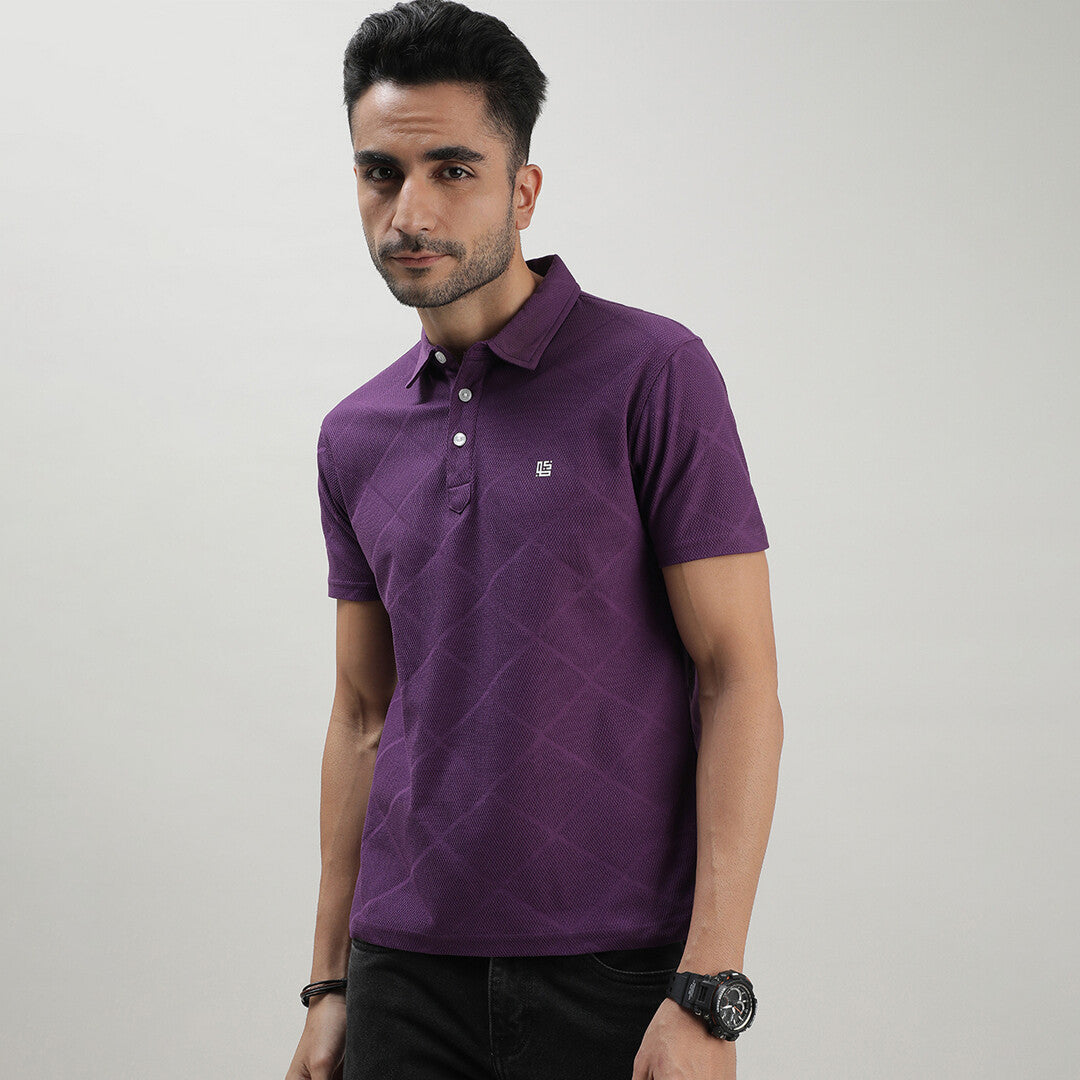 Purple Jacquard Polo Tshirt