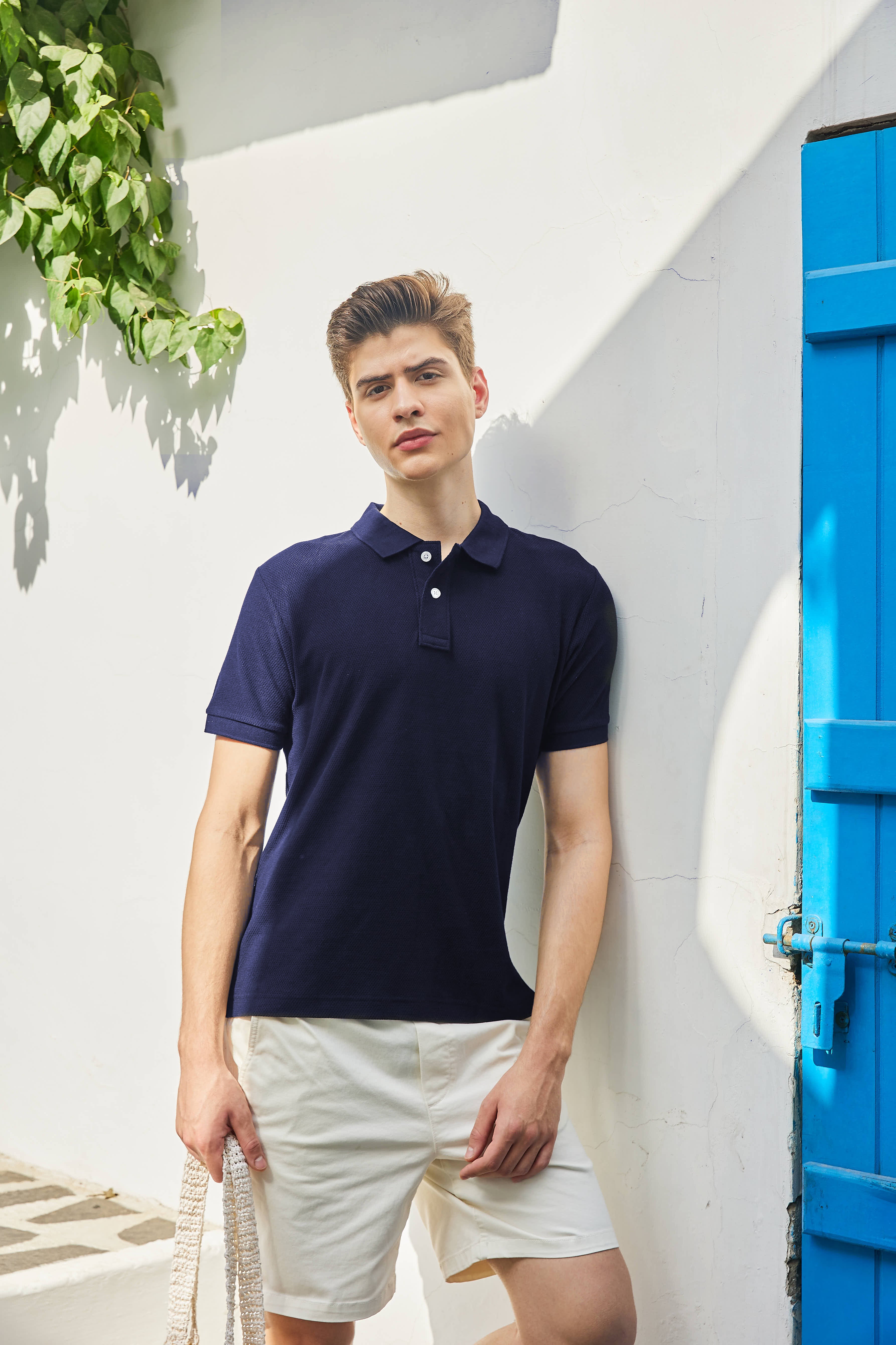 Navy Blue Mercerized Polo T Shirt