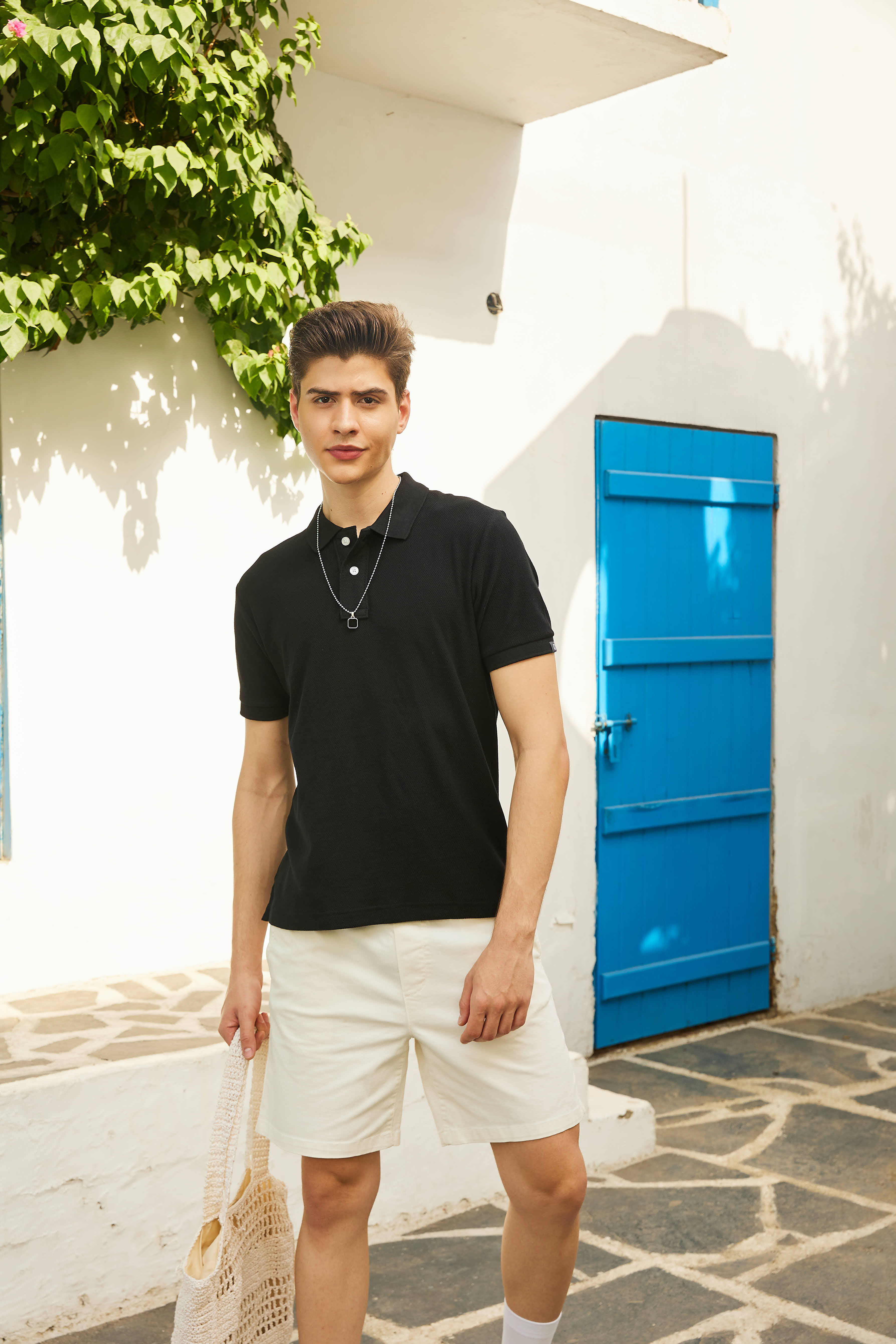 Black Mercerized Polo T Shirt