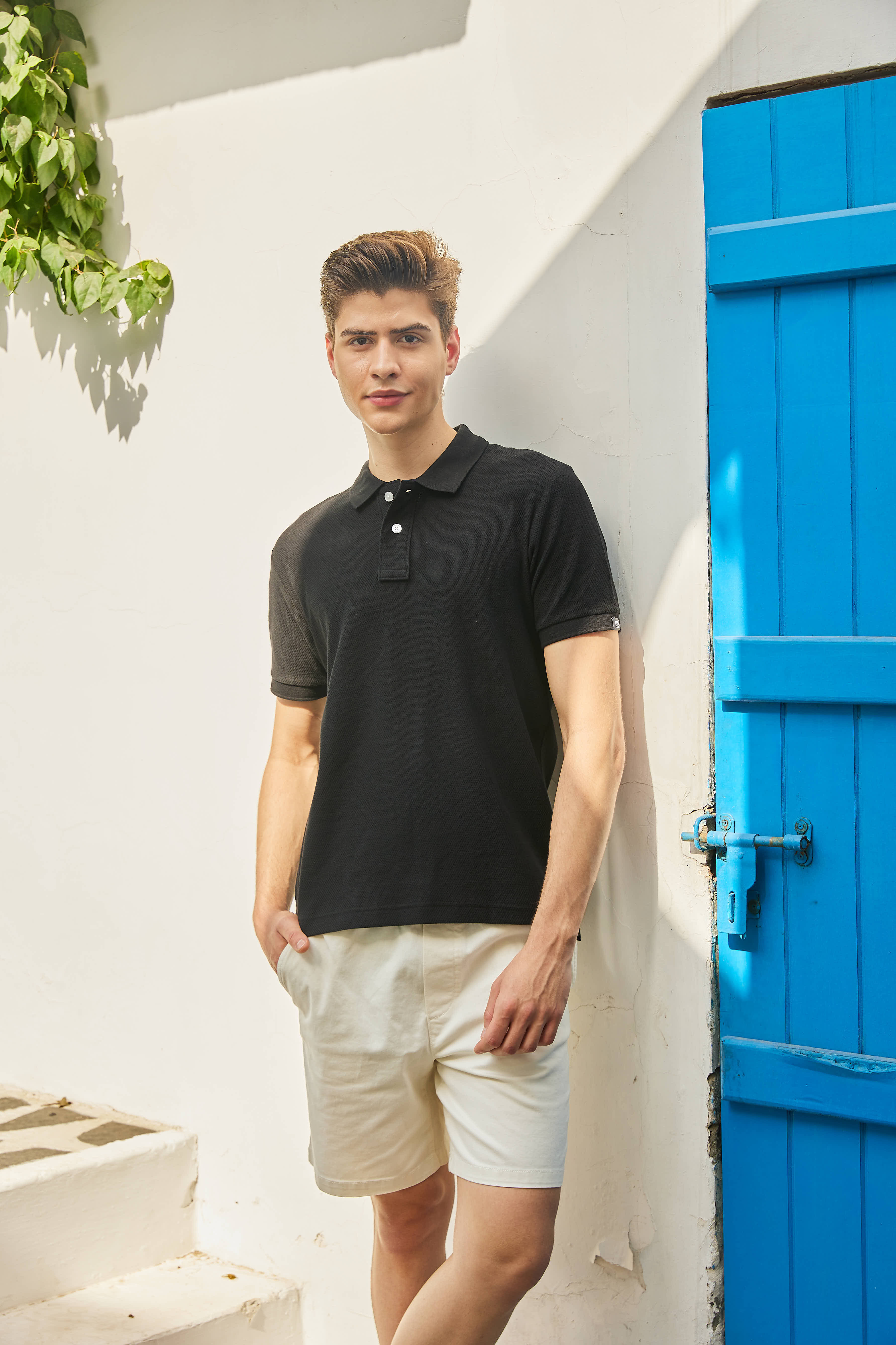 Black Mercerized Polo T Shirt