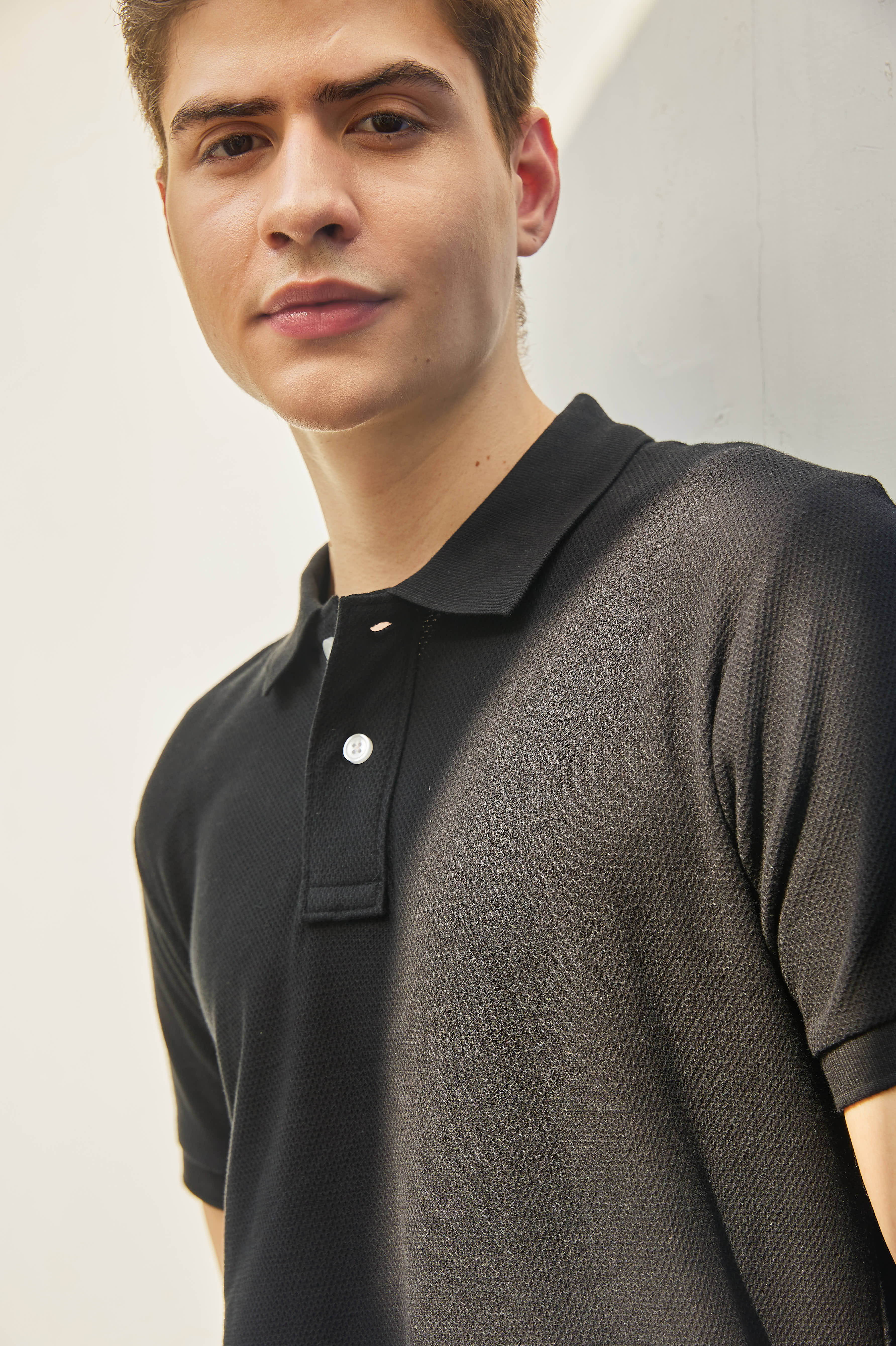 Black Mercerized Polo T Shirt