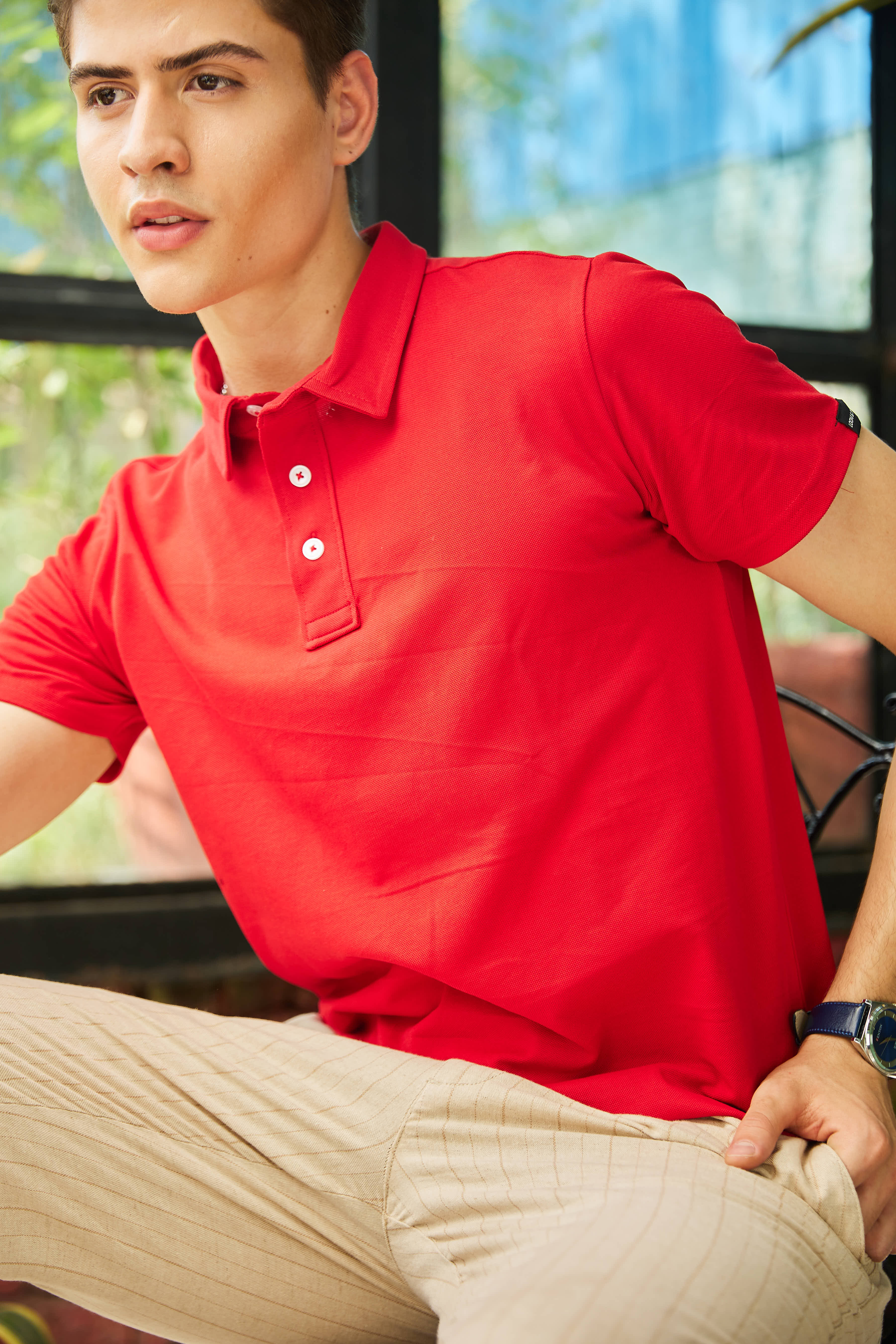 Imperial Red Mercerized Polo T Shirt