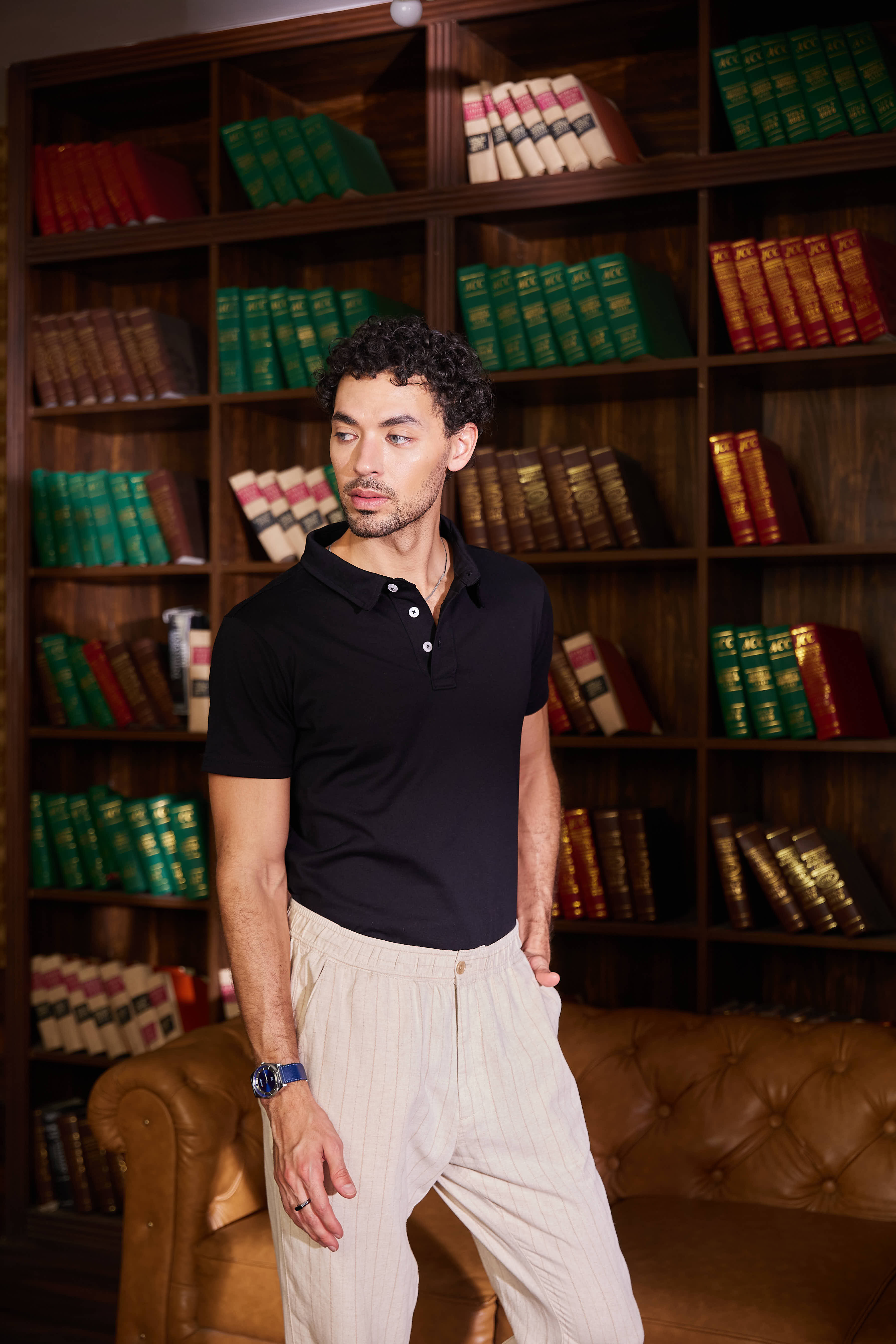 Black Mercerized Polo T Shirt
