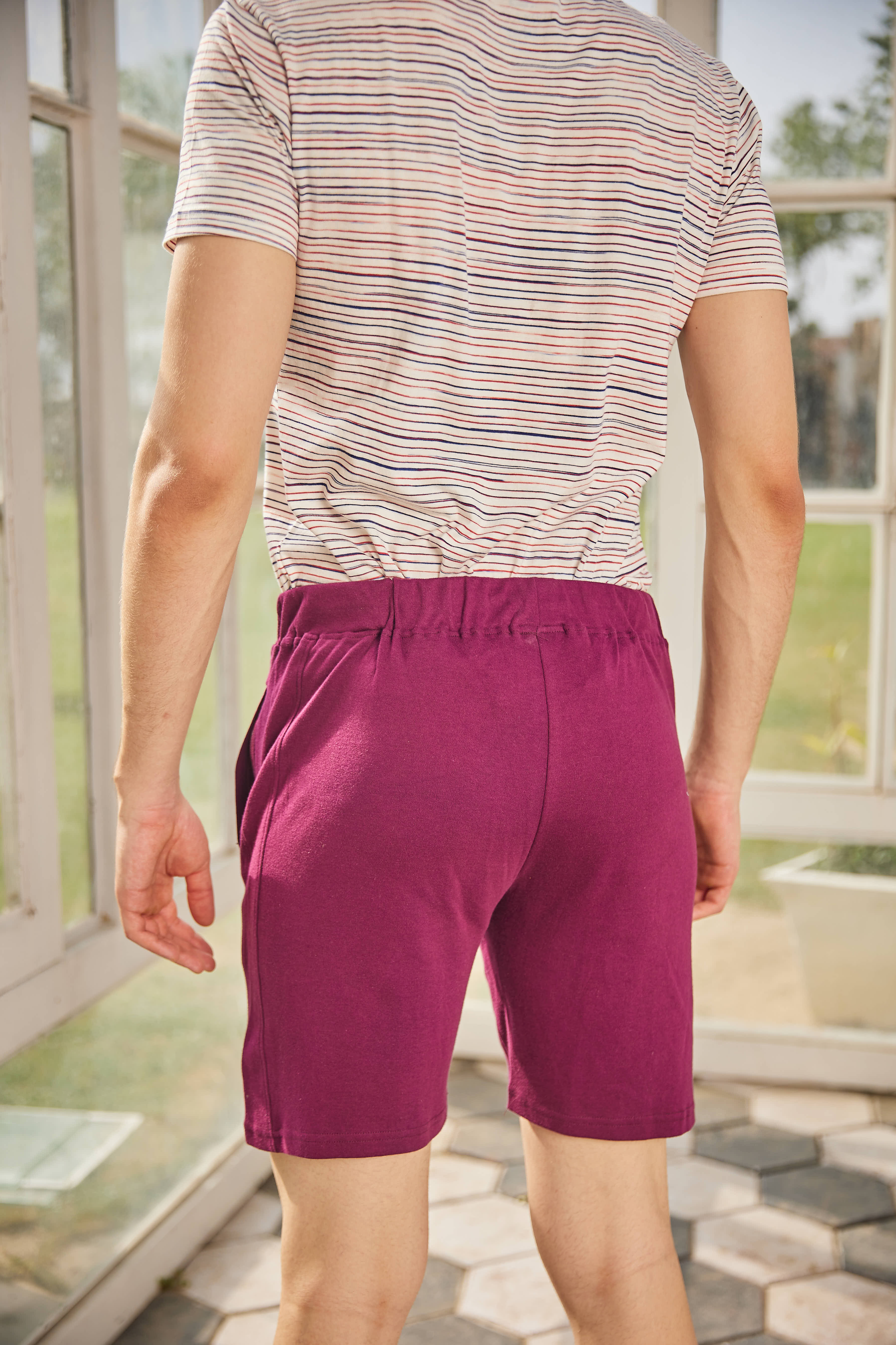 Burgundy Purple Casua;L Shorts