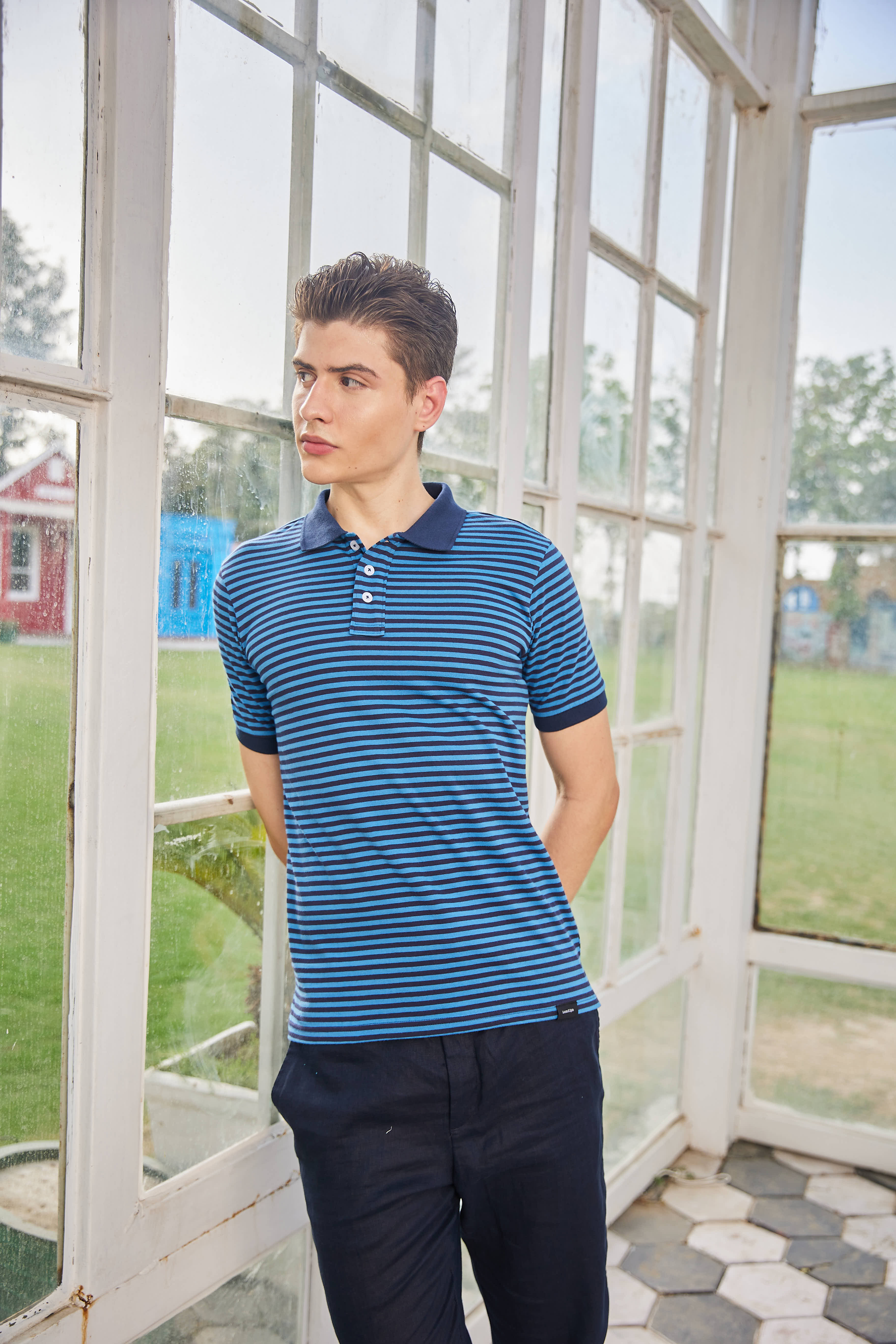 Navy Blue Mercerized Polo T Shirt