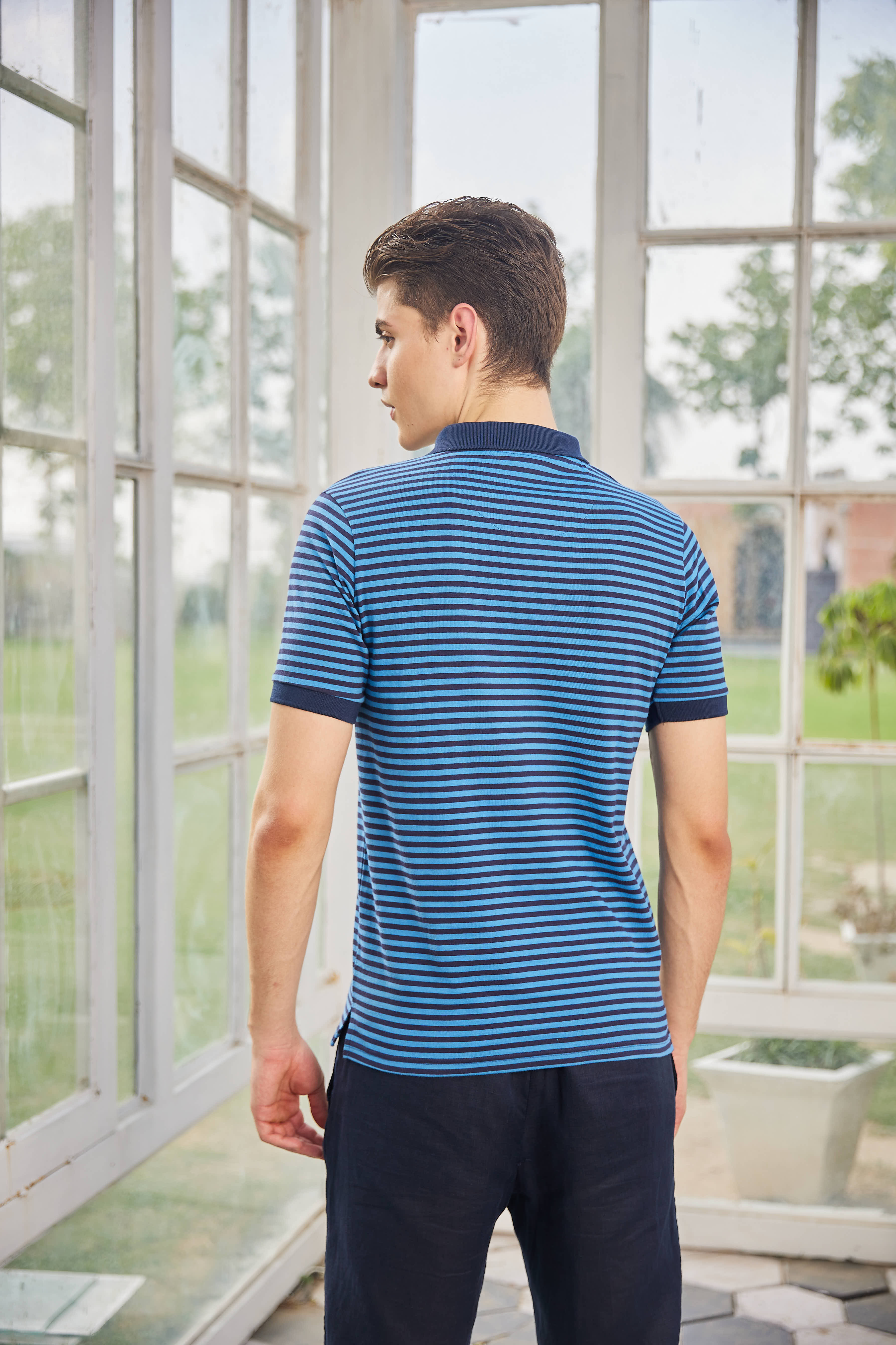 Navy Blue Mercerized Polo T Shirt