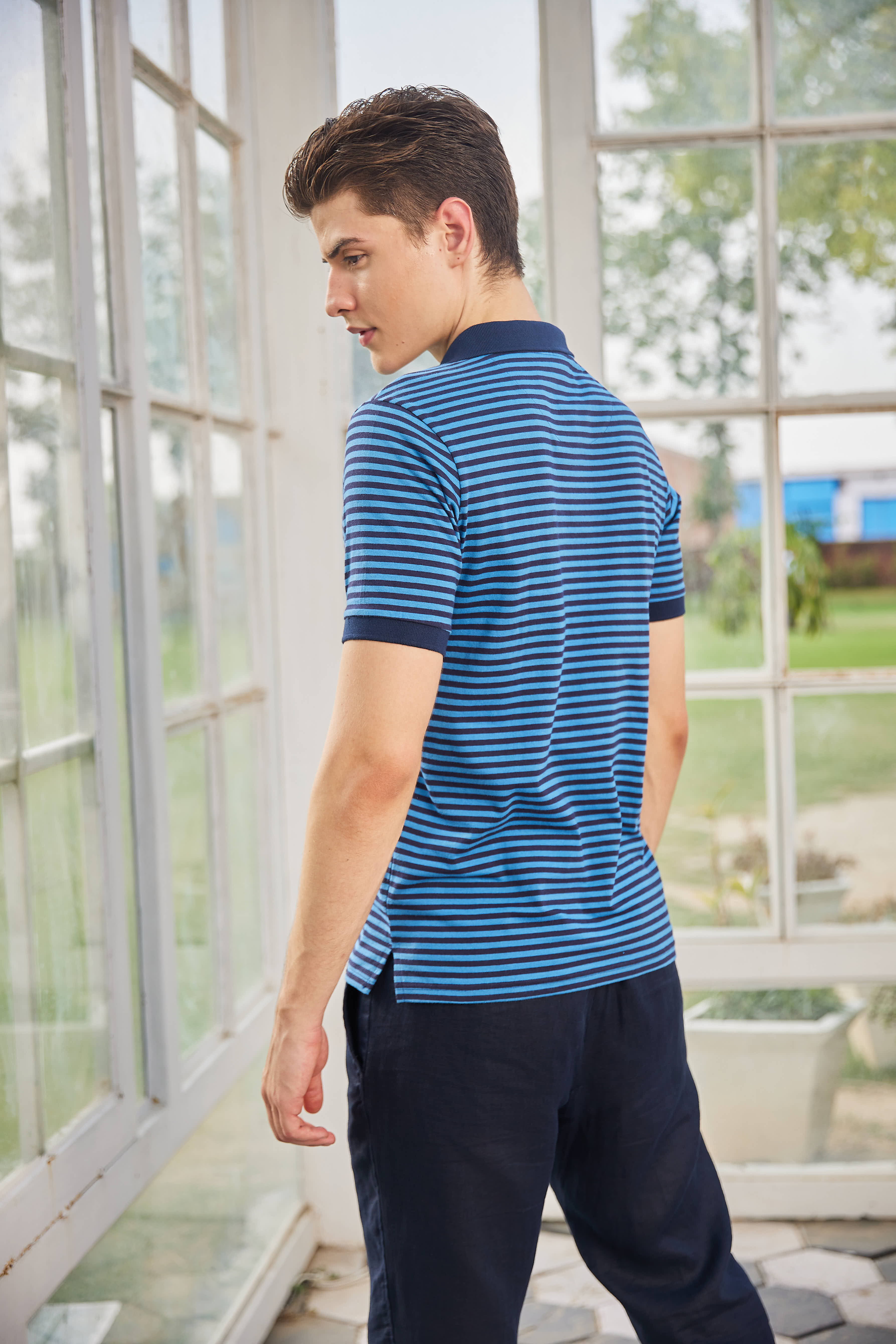 Navy Blue Mercerized Polo T Shirt