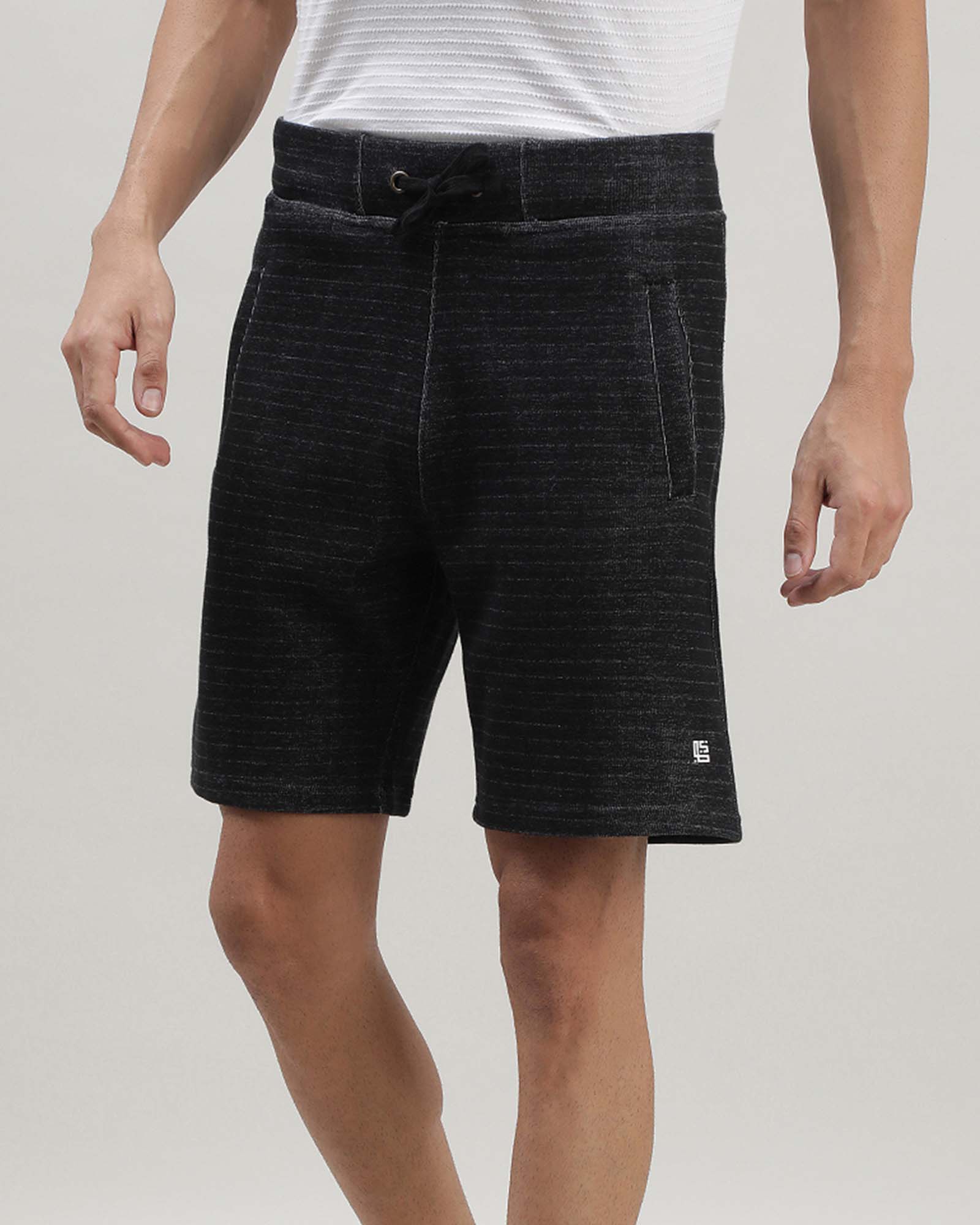 Charcoal Black Solid Track Shorts