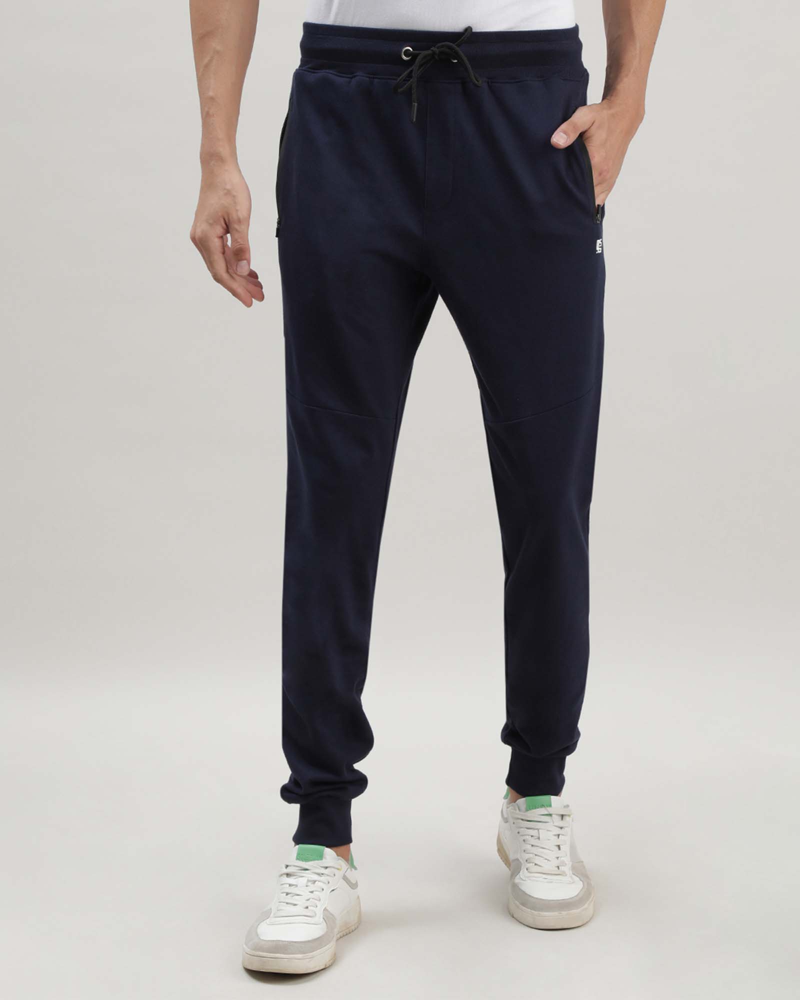 Navy Blue Solid Track Joggers