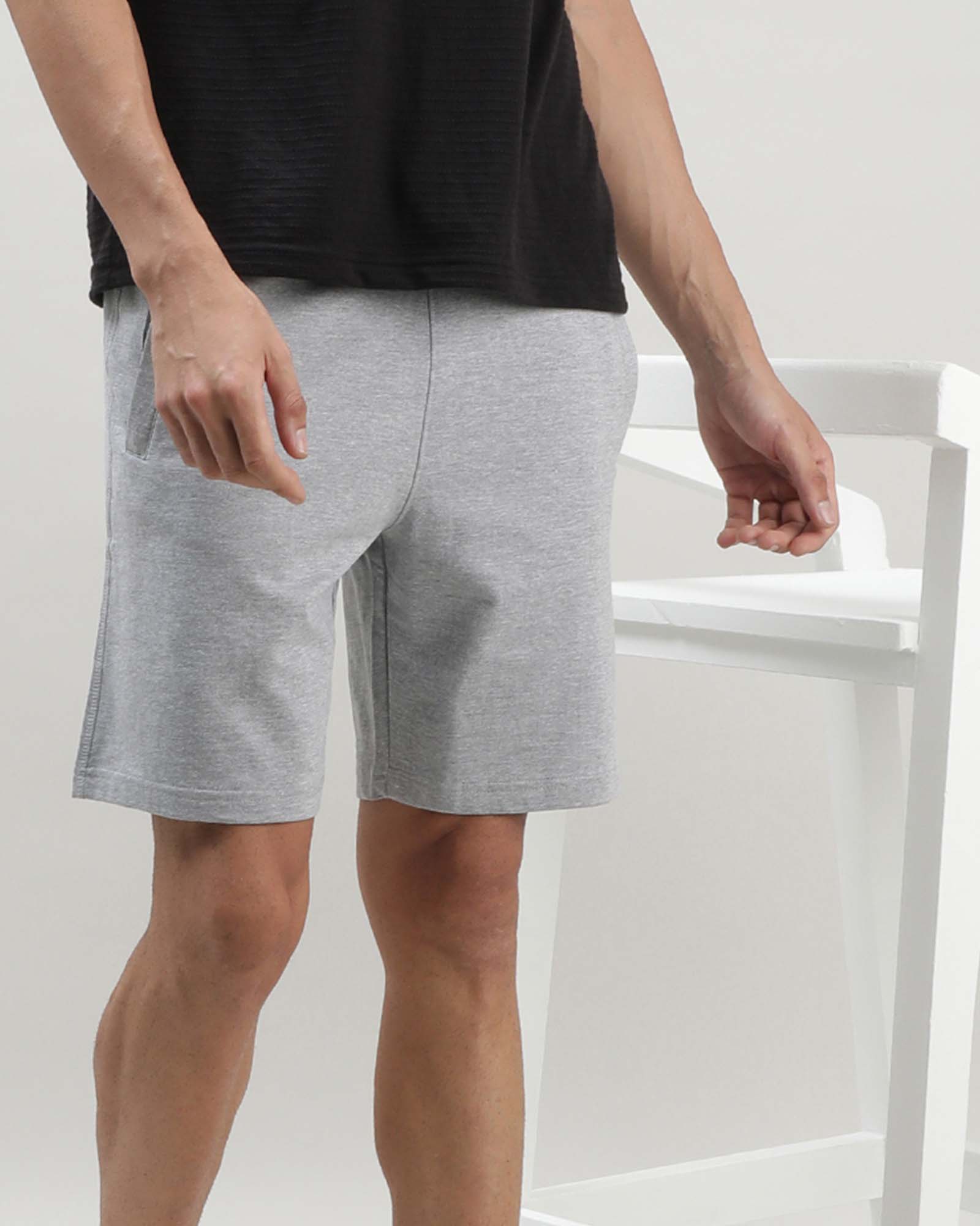 Grey Solid Track Shorts