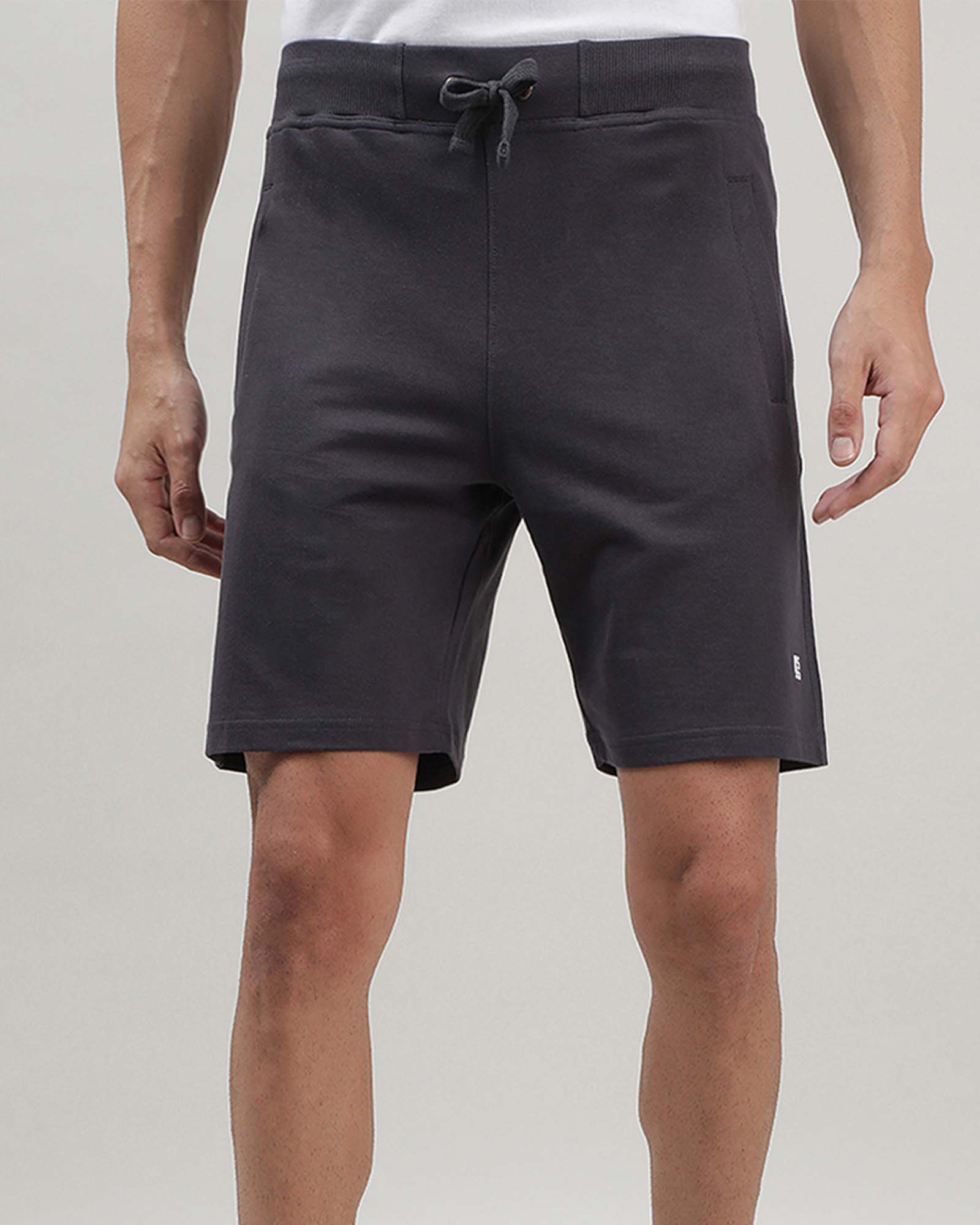 Dark Blue Solid Track Shorts