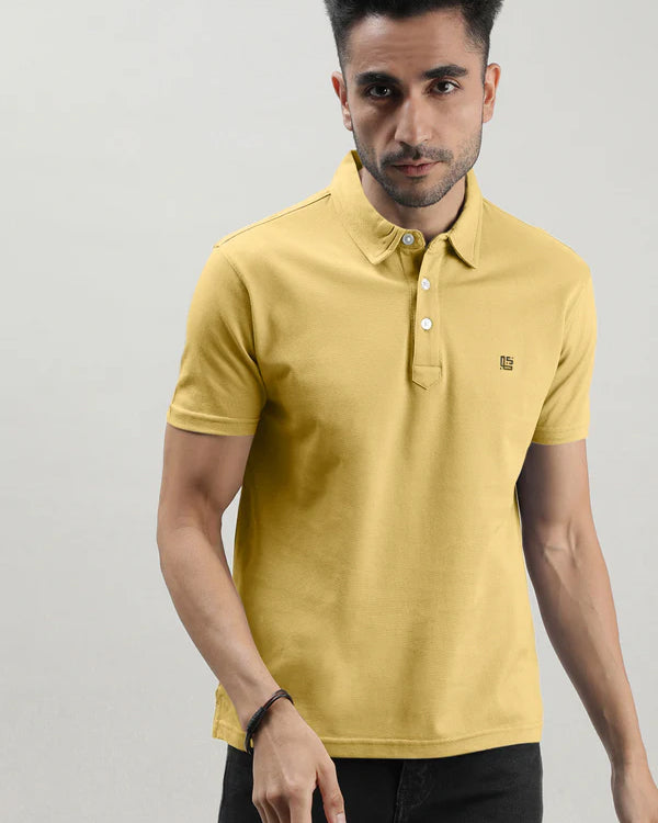 Yellow Mercerized Polo T-shirt