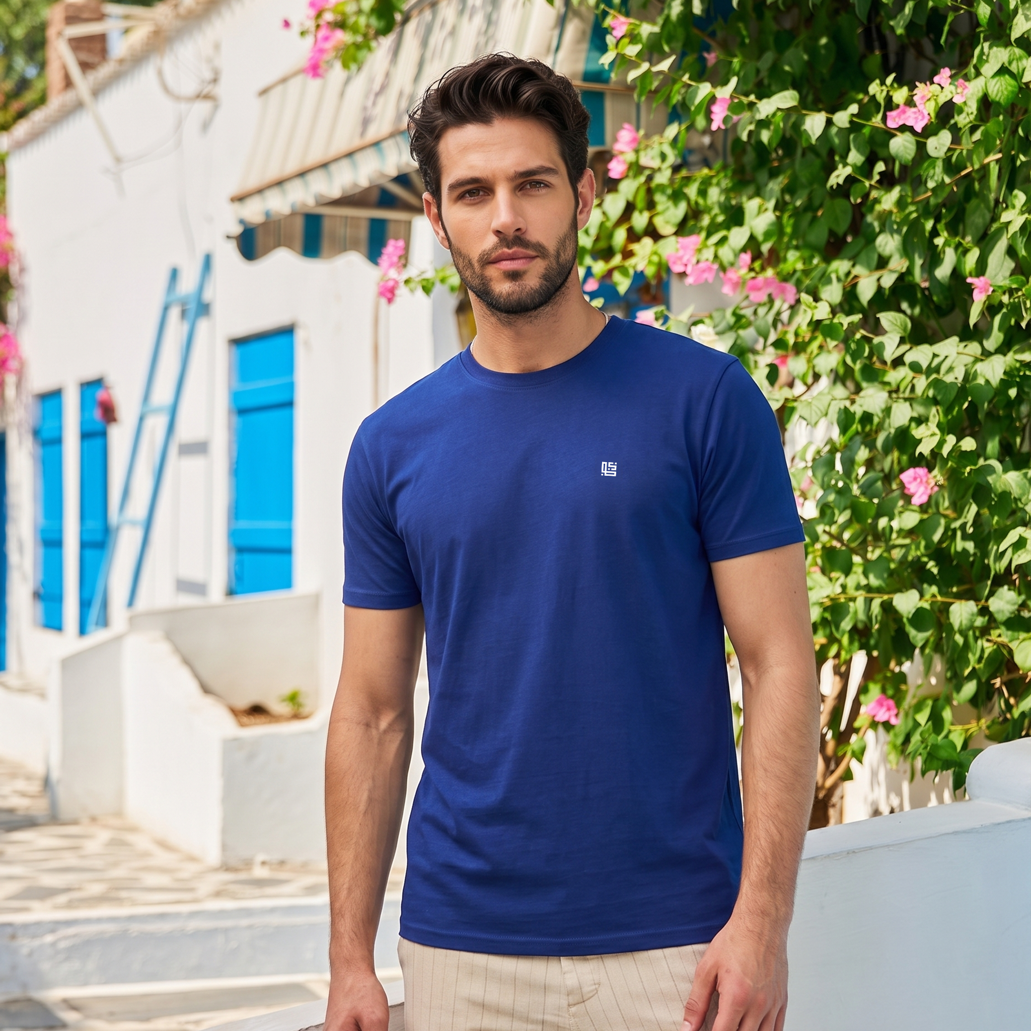 Navy Blue Solid Crew Neck Tshirt