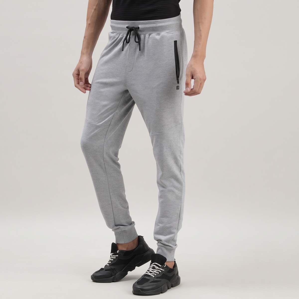 Light Grey Solid Track Joggers