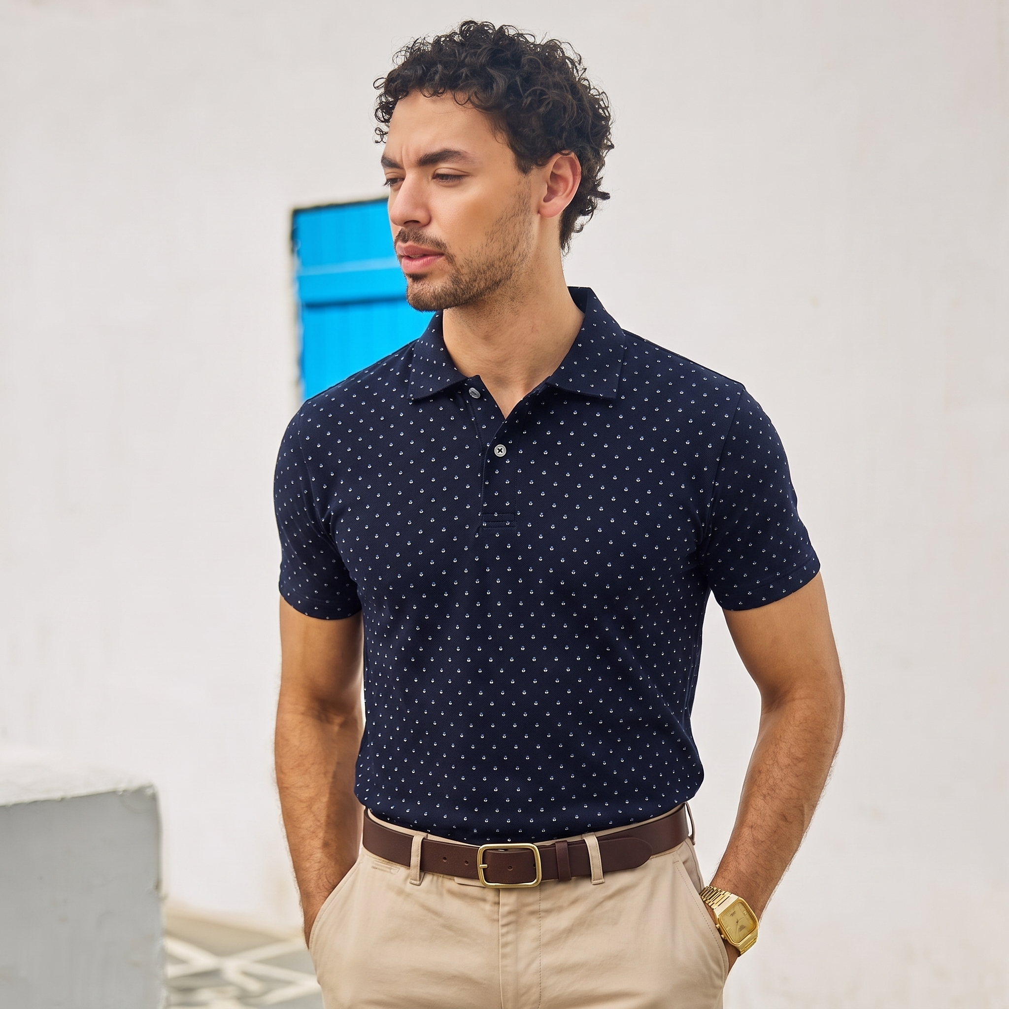 Navy Blue Men Polo Tshirt