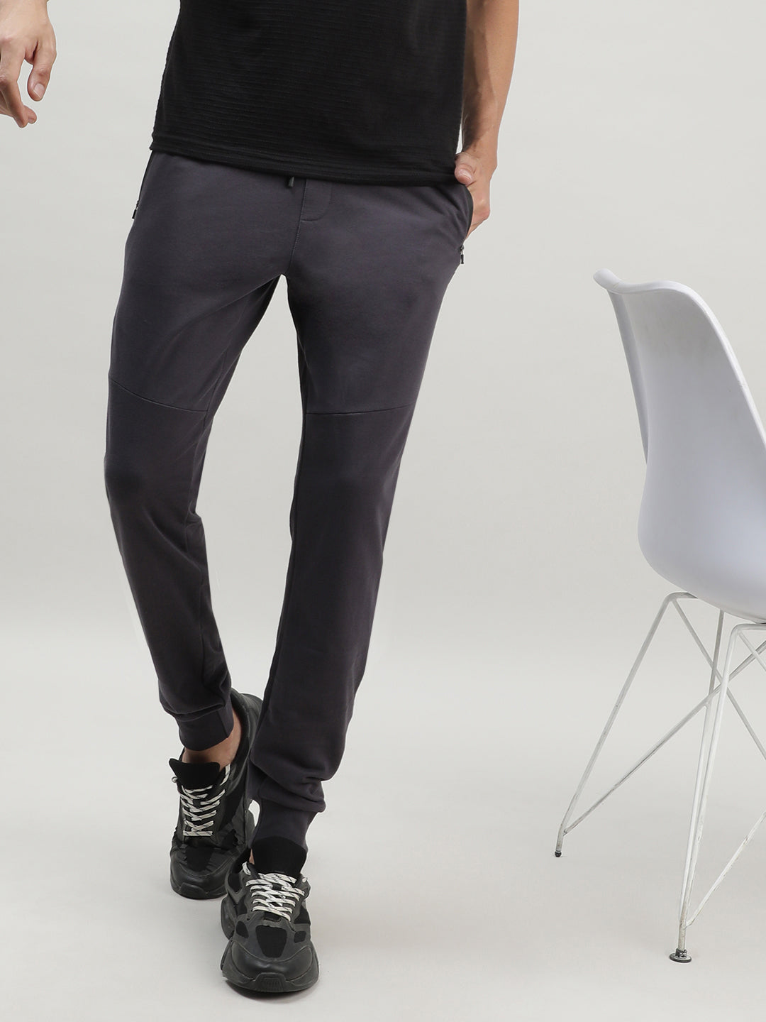 Charcoal Grey Casual Joggers for Men at Loom & Spin