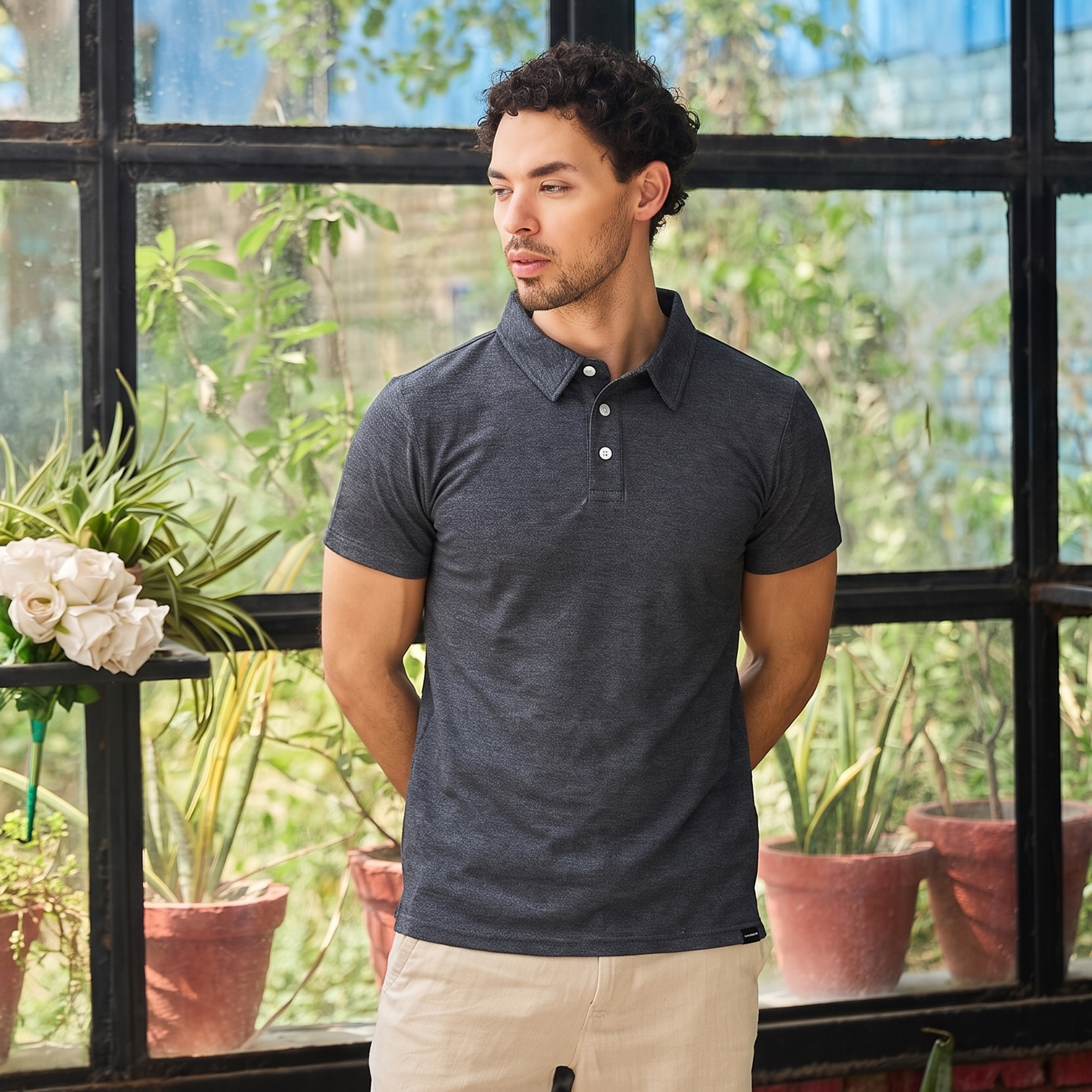 Slate Grey Men Polo Tshirt