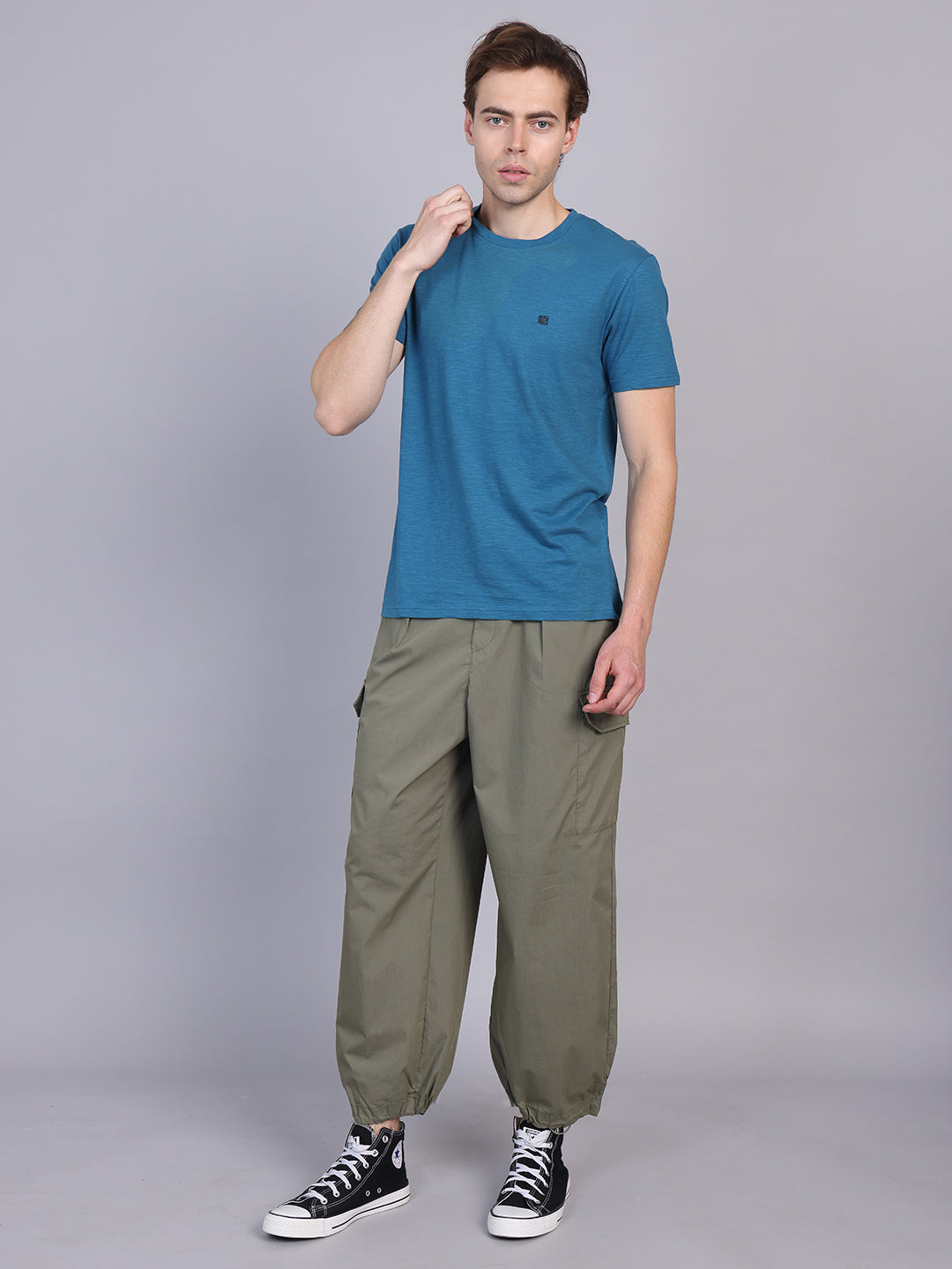 Dark Green Men Round Neck Tshirt