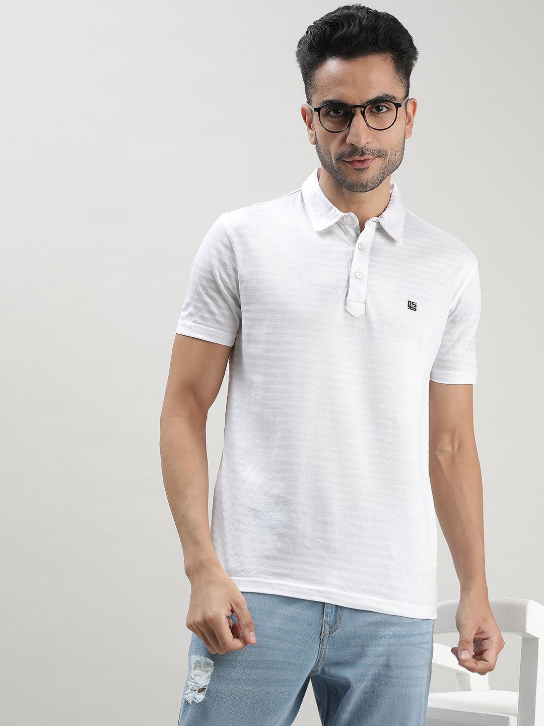 White Polo T-shirt for Men at Loom & Spin