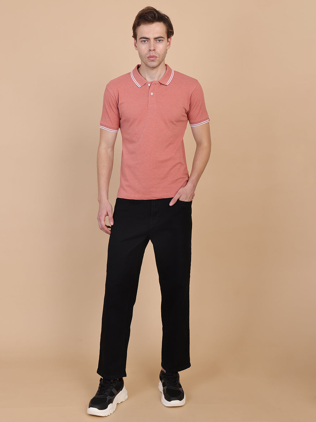 Dark Orange Men Polo Tshirt