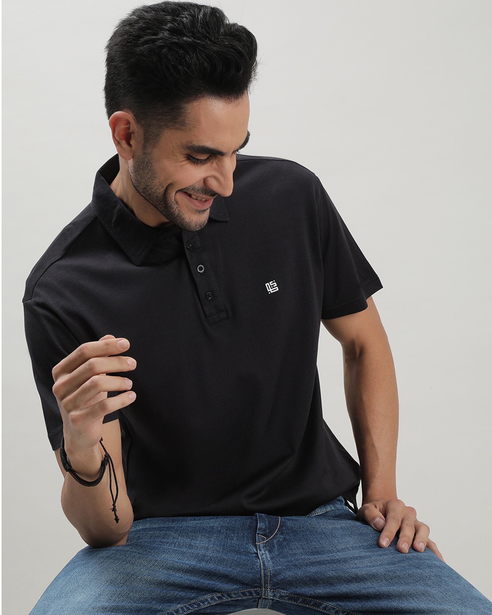 Charcoal Black Solid Polo Tshirt