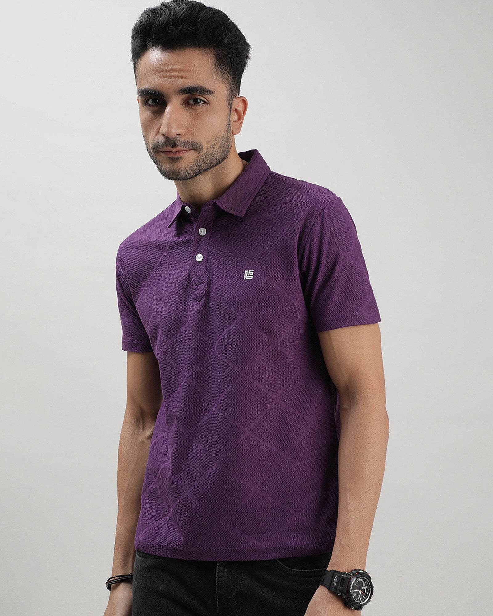 Purple Jacquard Polo Tshirt