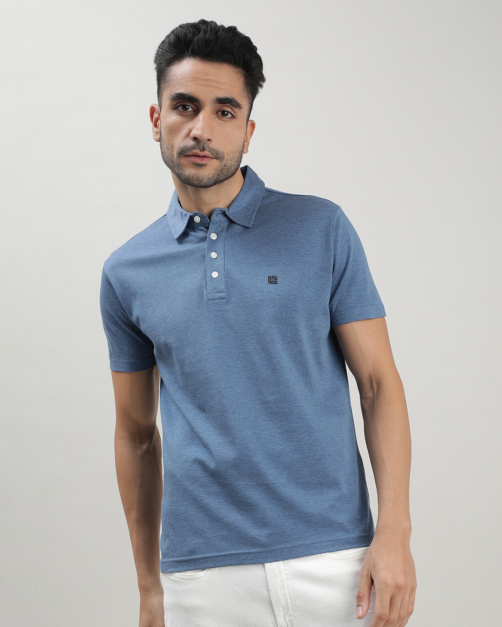 Blue Solid Polo Tshirt