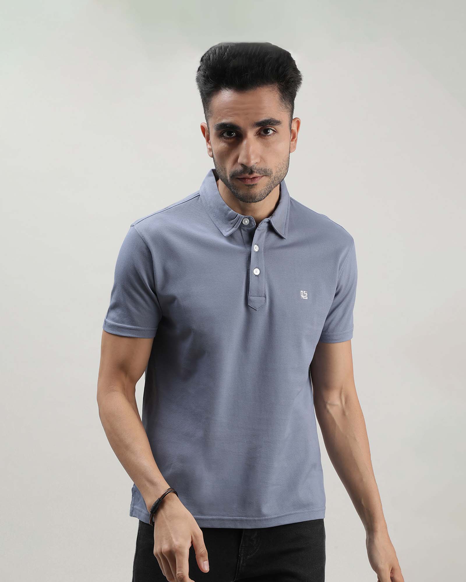 Ink Blue Solid Polo Tshirt