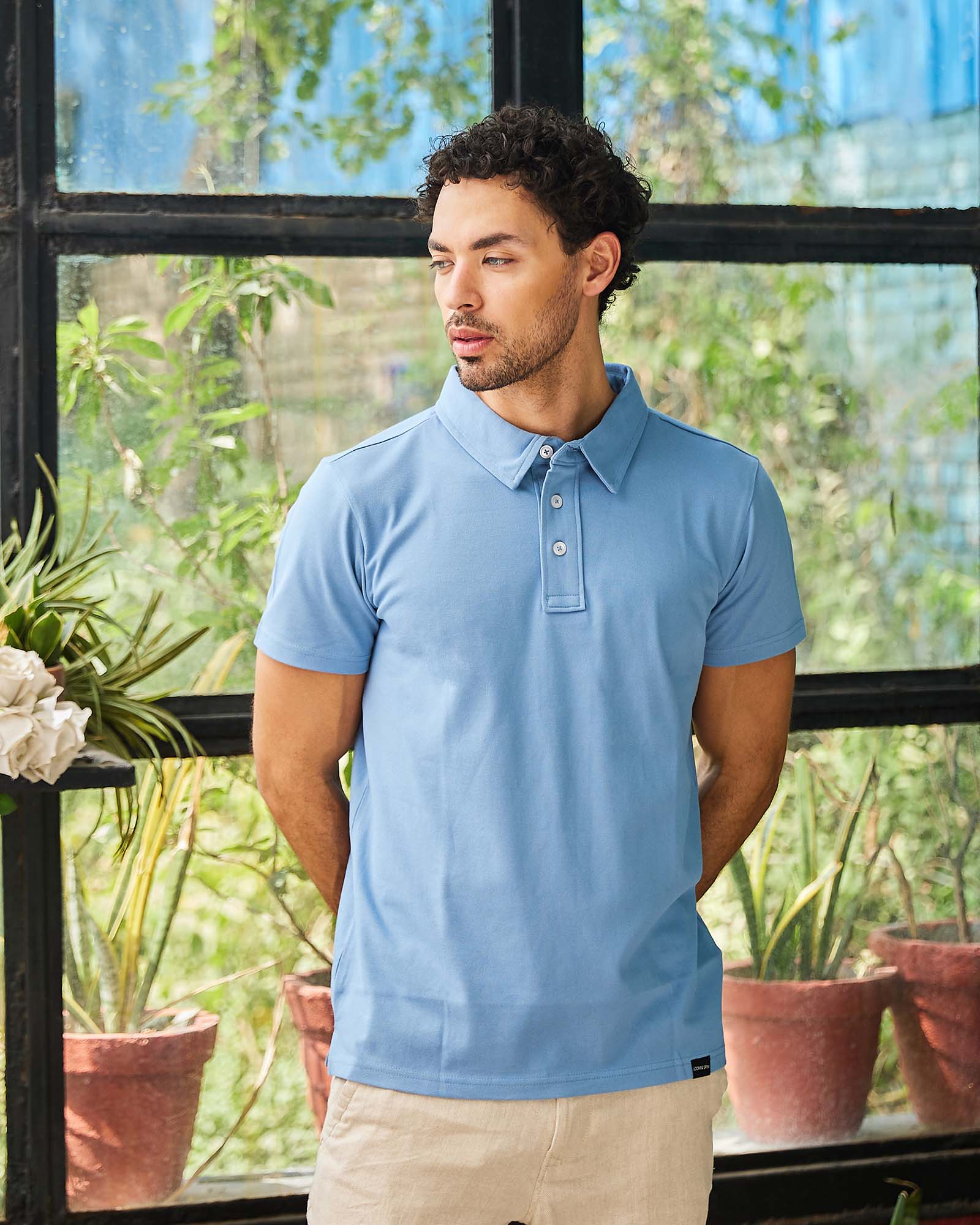 Light Blue Solid Polo Tshirt