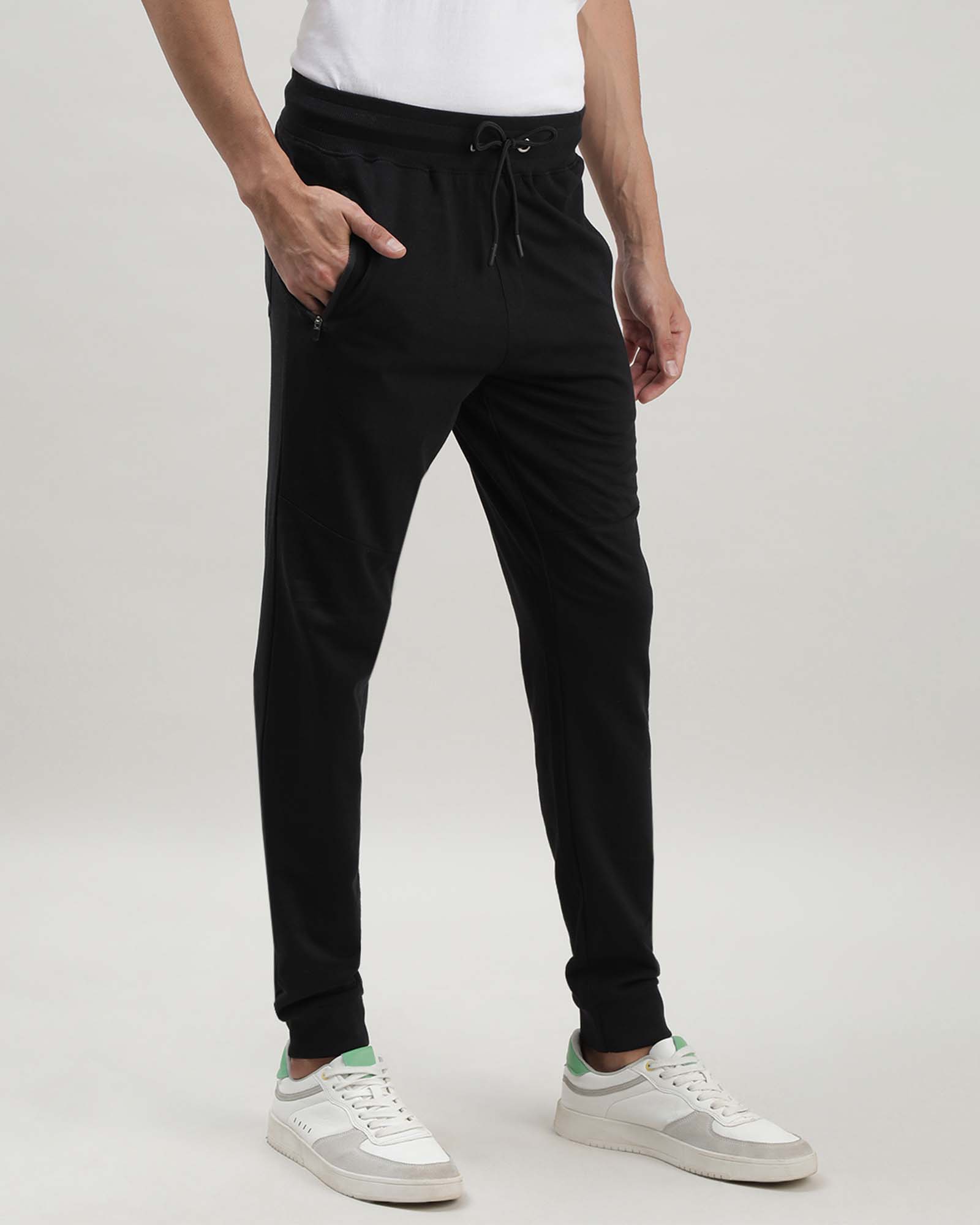 Black Solid Track Joggers