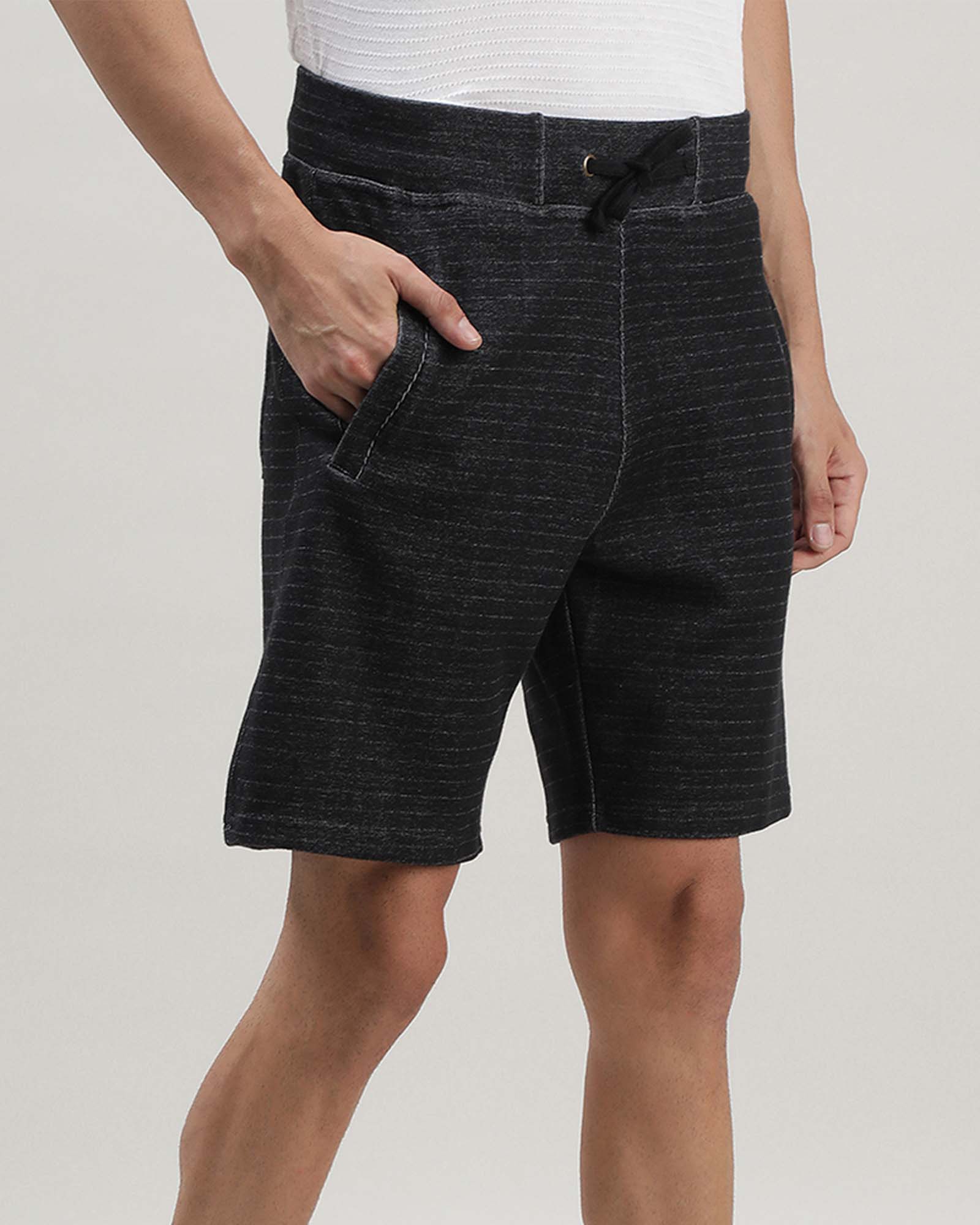 Charcoal Black Solid Track Shorts