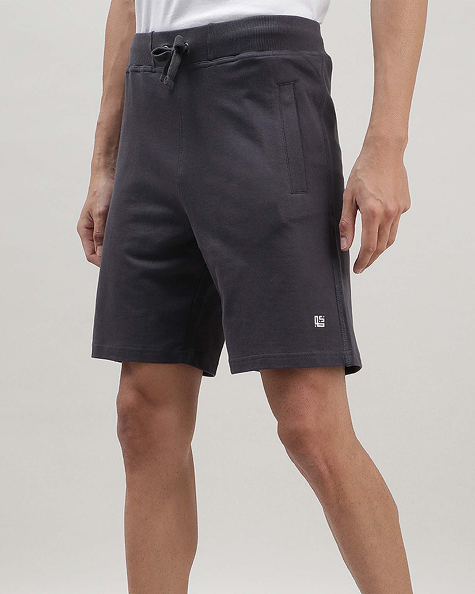 Dark Blue Solid Track Shorts