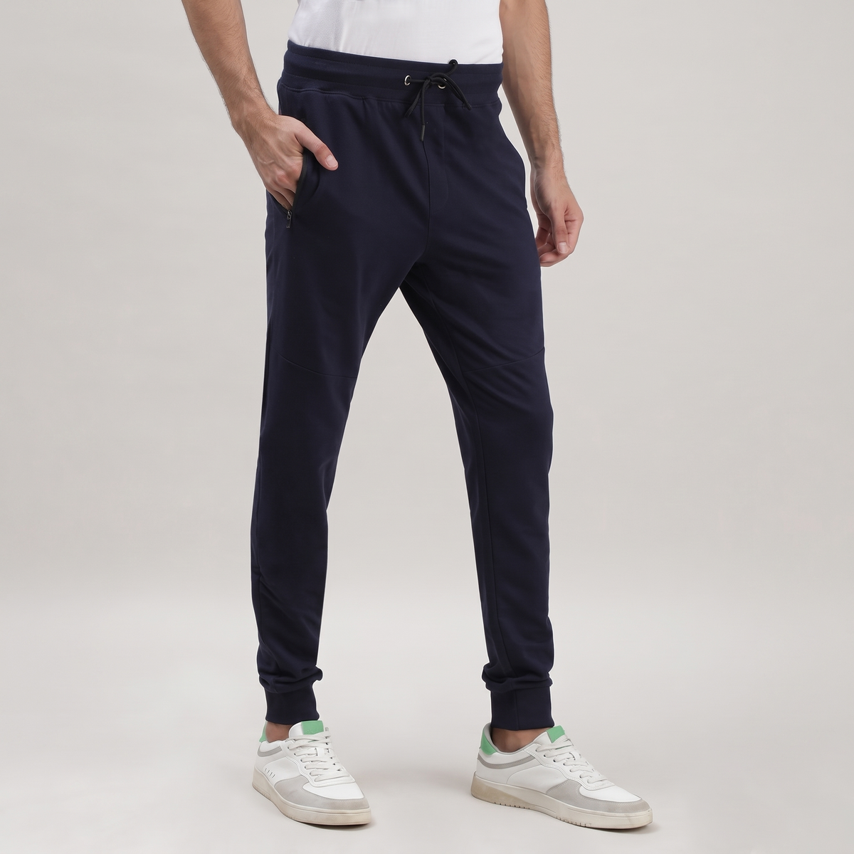 Navy Blue Solid Track Joggers