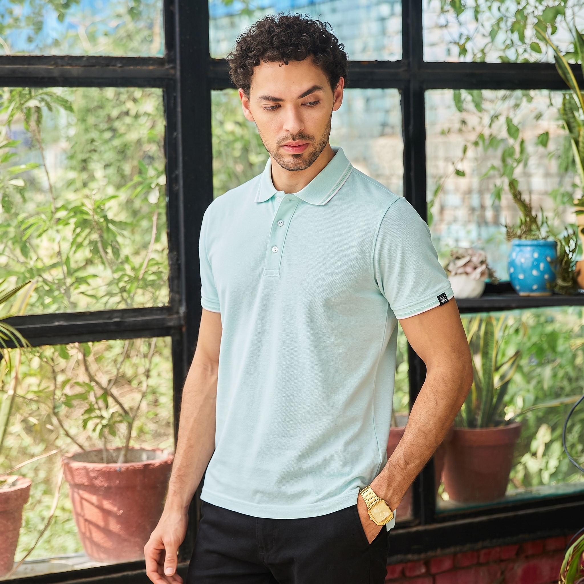 CONTRAST TIPPING POLO - MINT