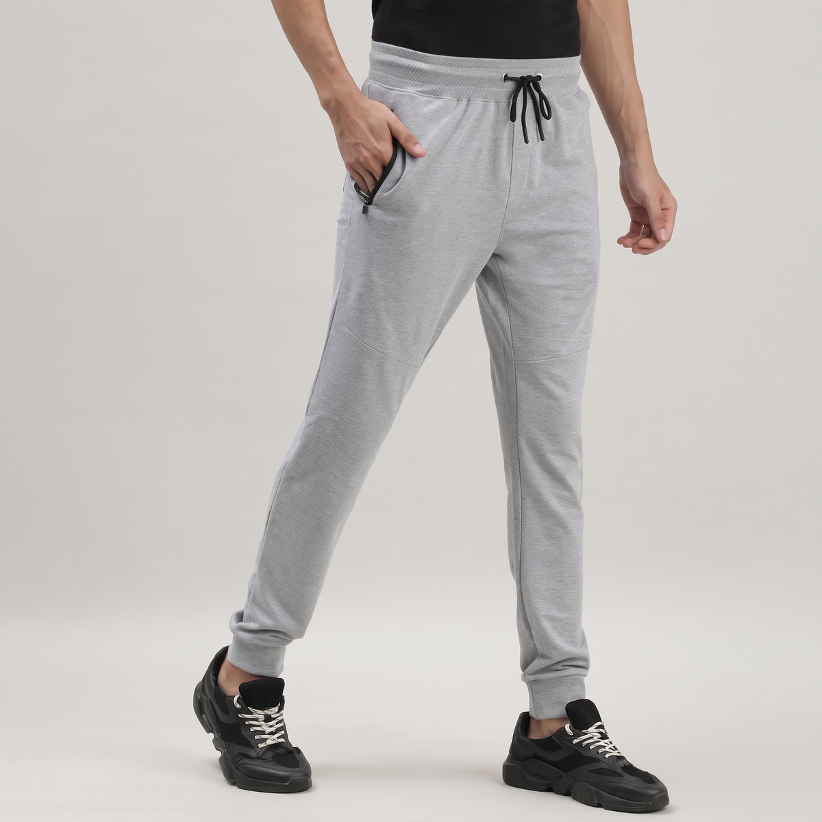 Light Grey Solid Track Joggers