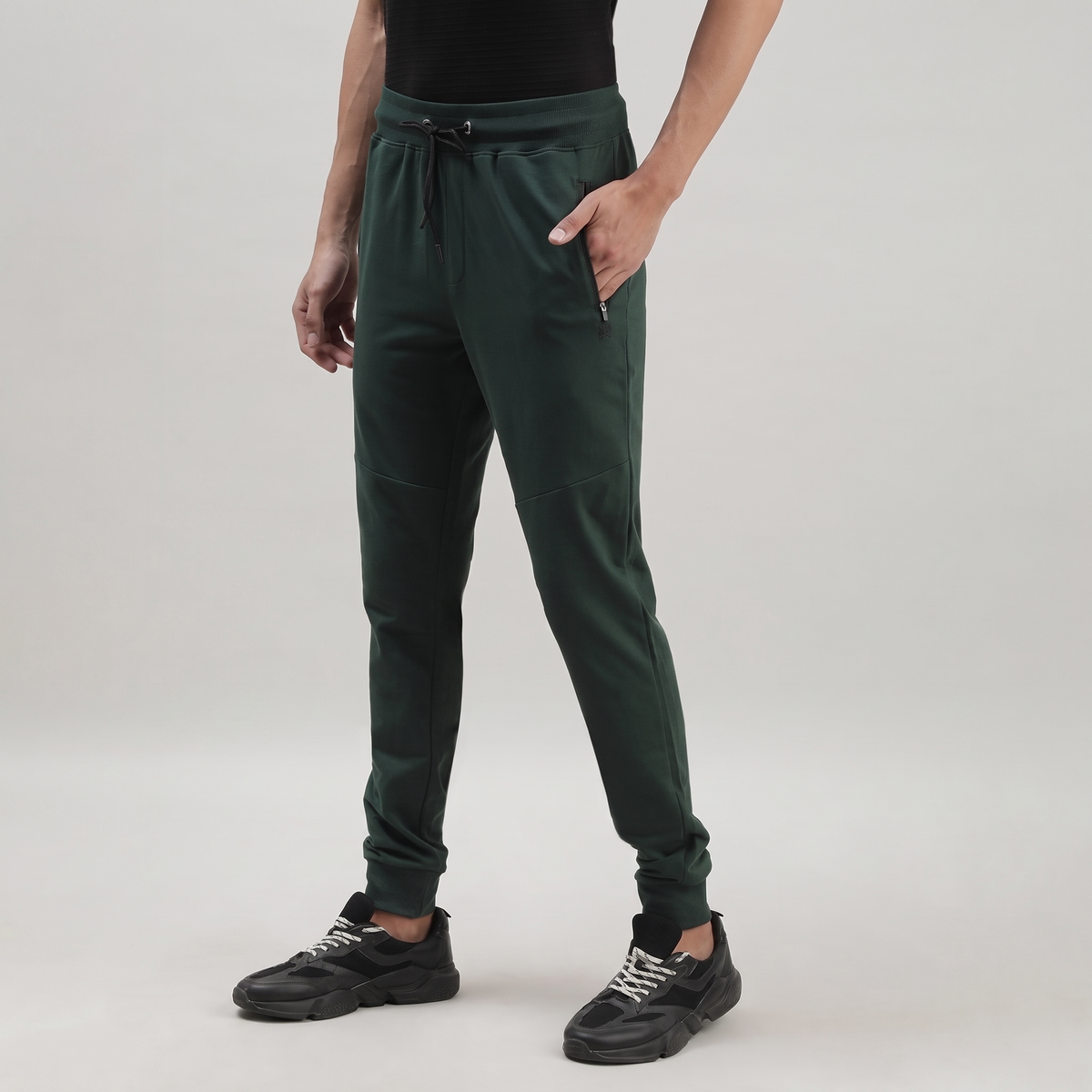 Green Solid Track Joggers
