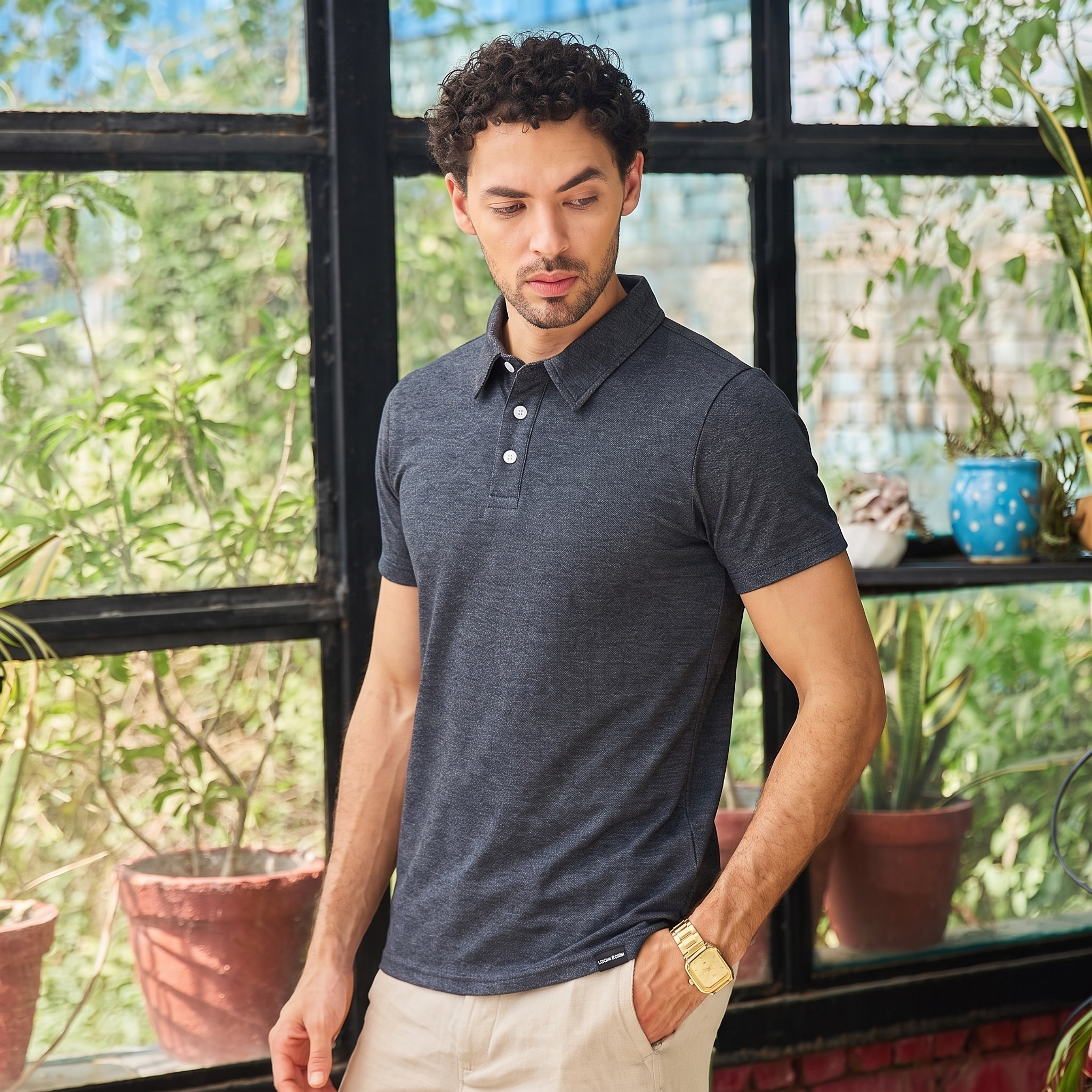 Slate Grey Men Polo Tshirt