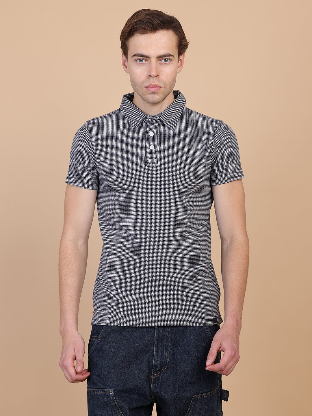 Black And White Men Polo Tshirt