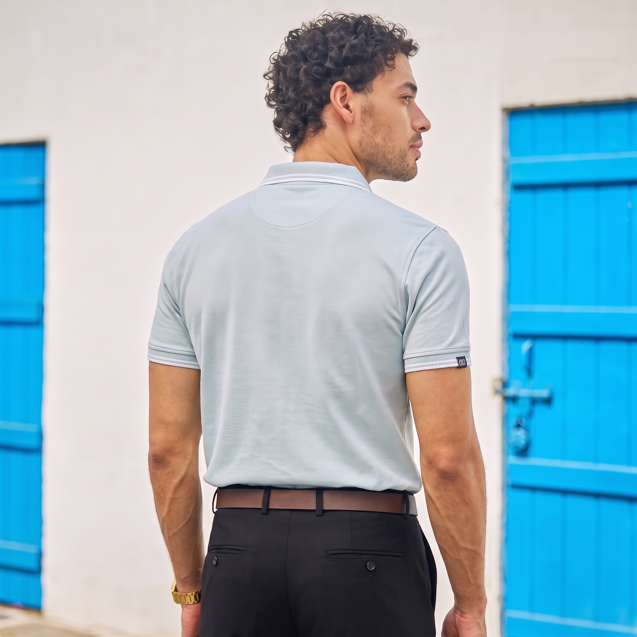 CONTRAST TIPPING POLO - ARTIC MIST