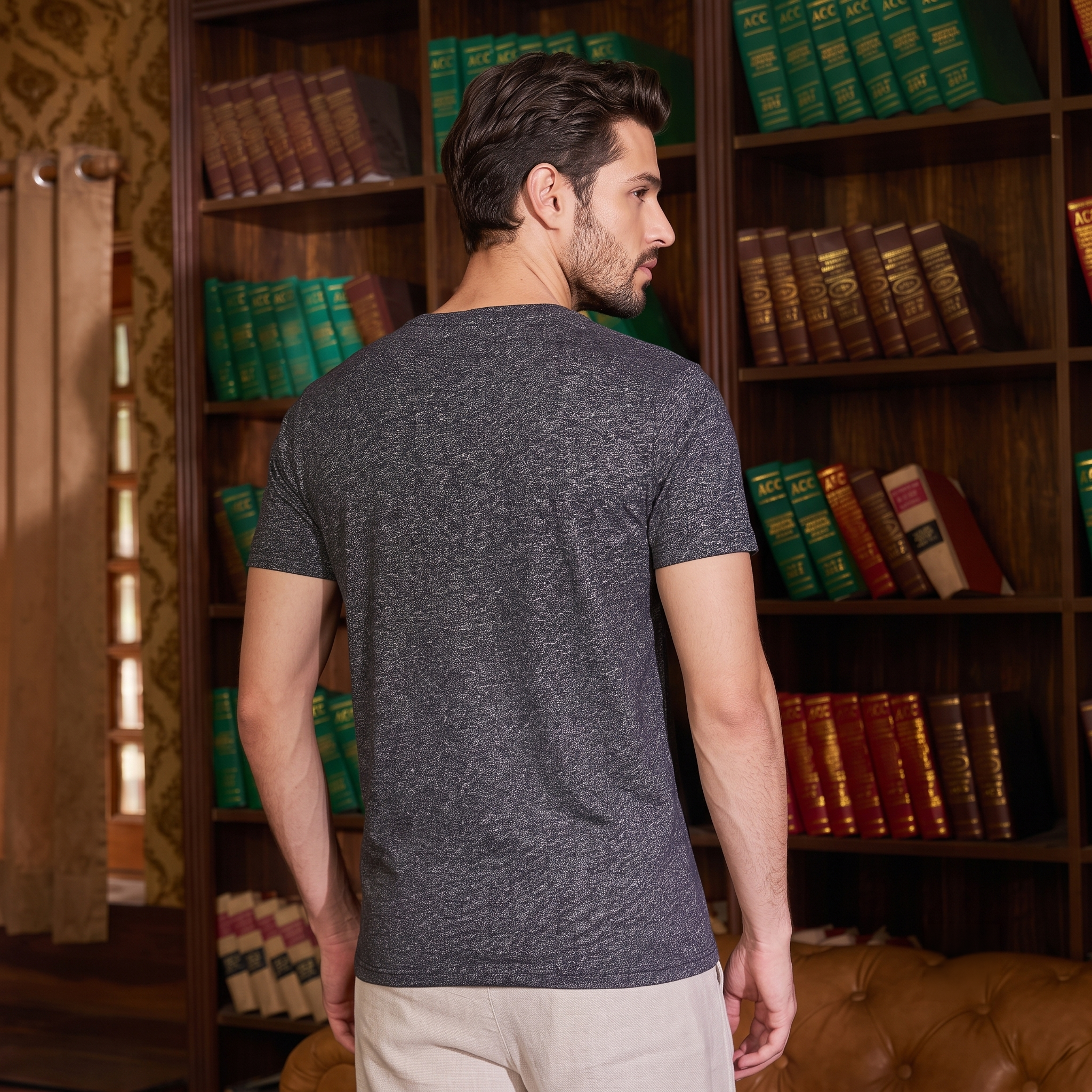 Dark Grey Space Dyed Crew Neck Tshirt