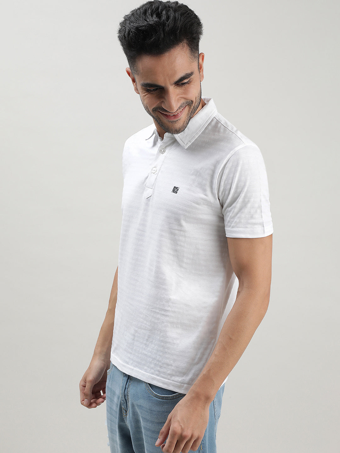 White Polo T-shirt for Men at Loom & Spin