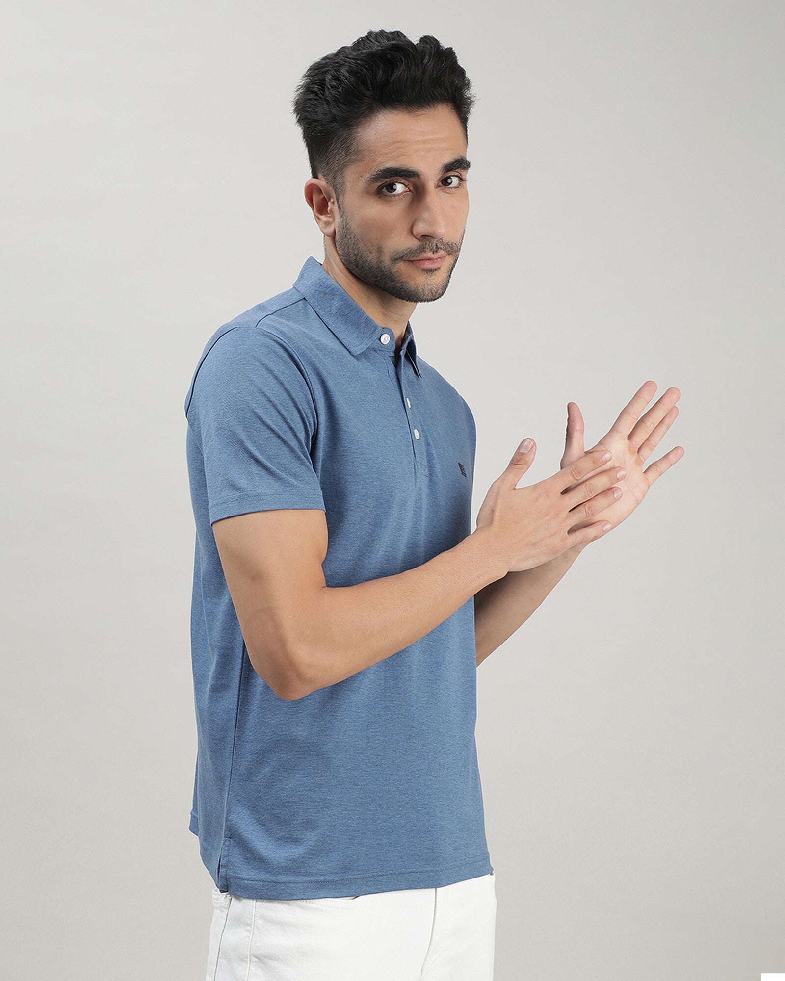 Blue Solid Polo Tshirt
