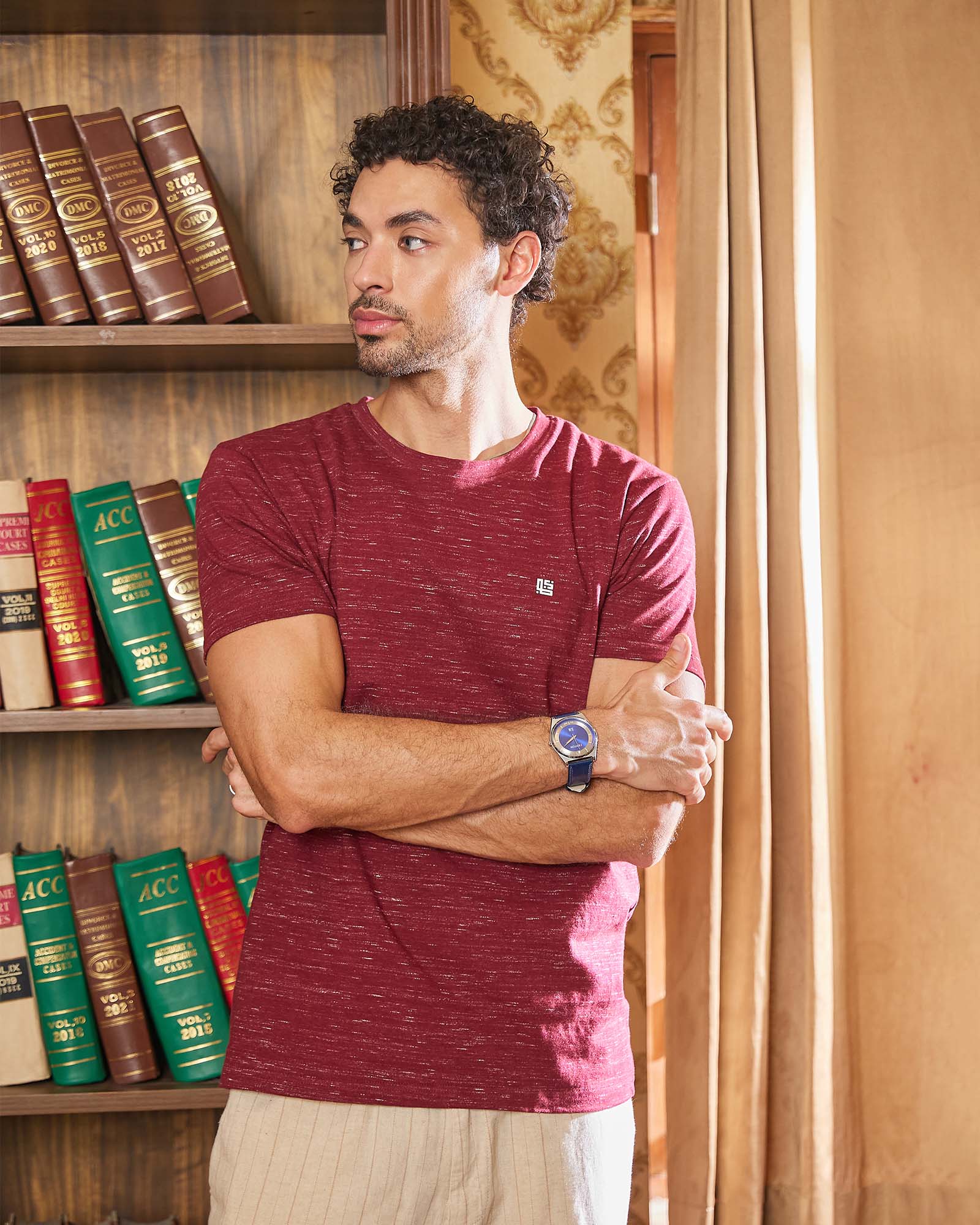 Maroon Solid Crew Neck Tshirt