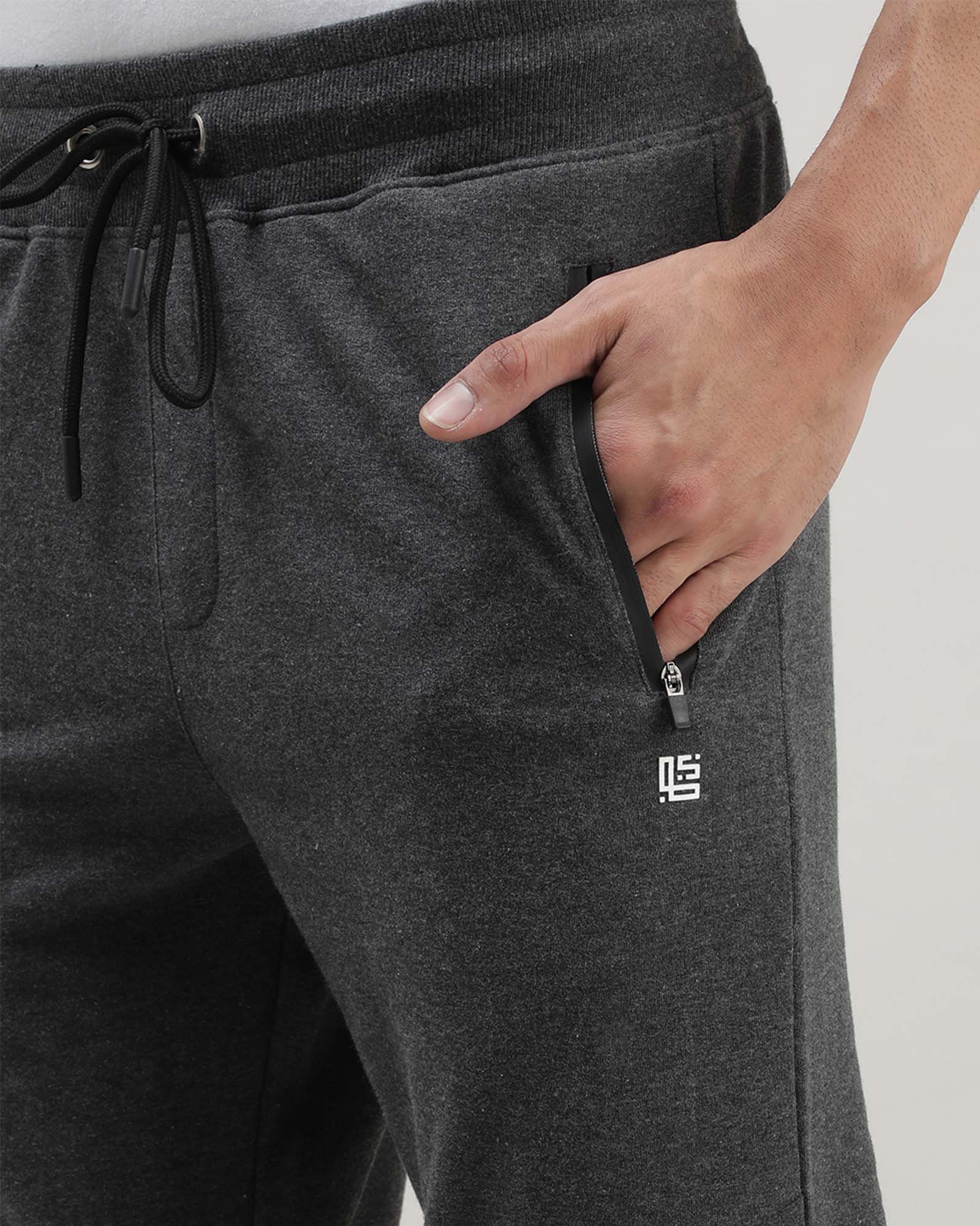 Grey Solid Track Joggers