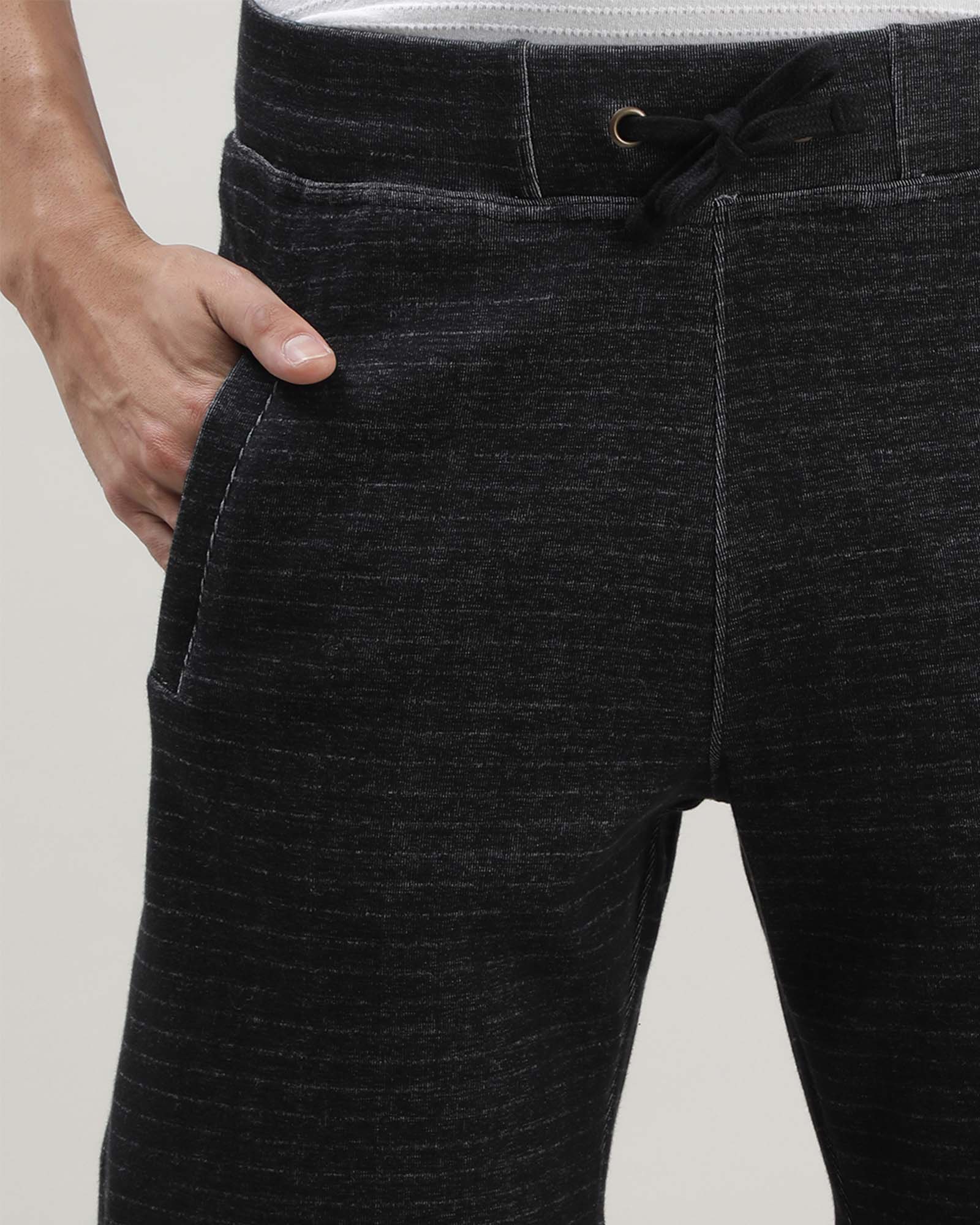 Charcoal Black Solid Track Shorts