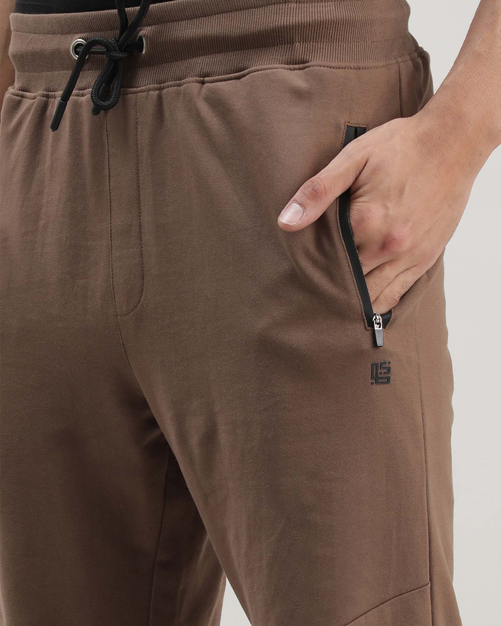 Brown Solid Track Joggers