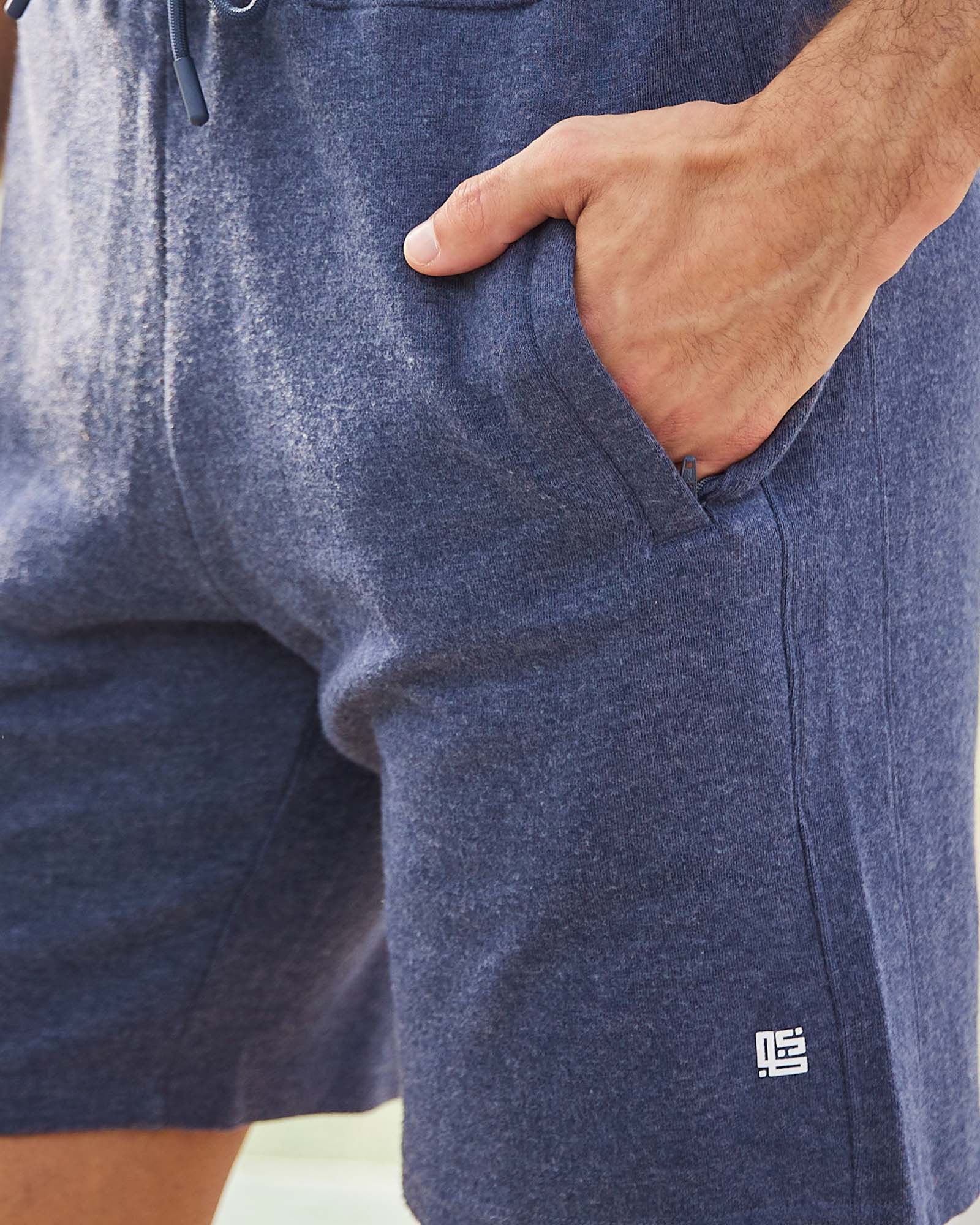 Dark Blue Solid Knit Shorts