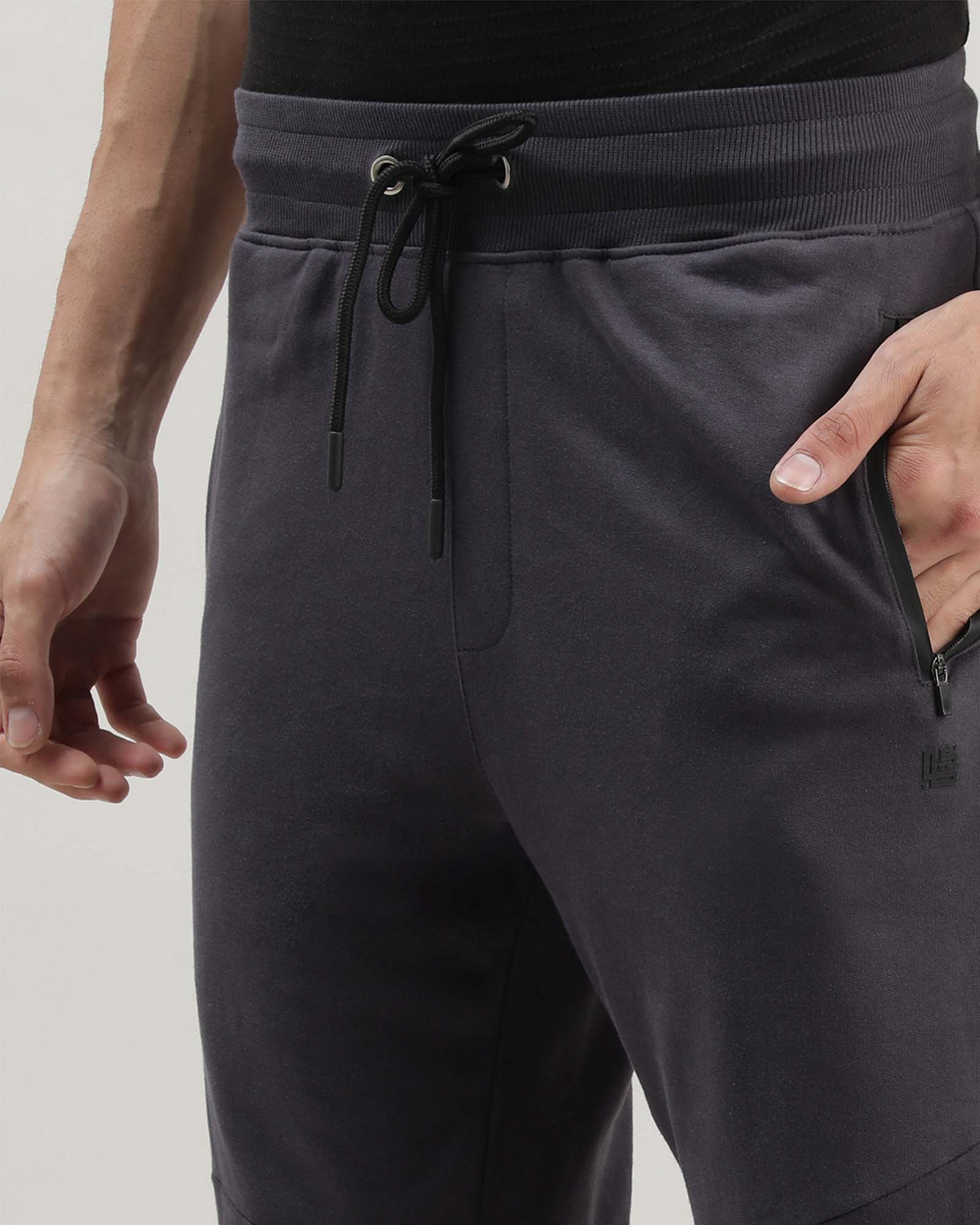 Dark Grey Solid Track Joggers