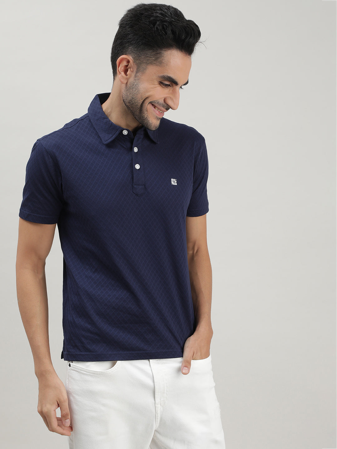 Navy Mercerized Polo T-shirt