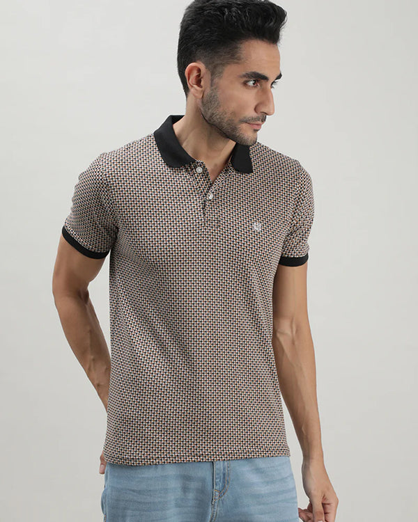 Black & Brown Houndstooth Polo Tshirt